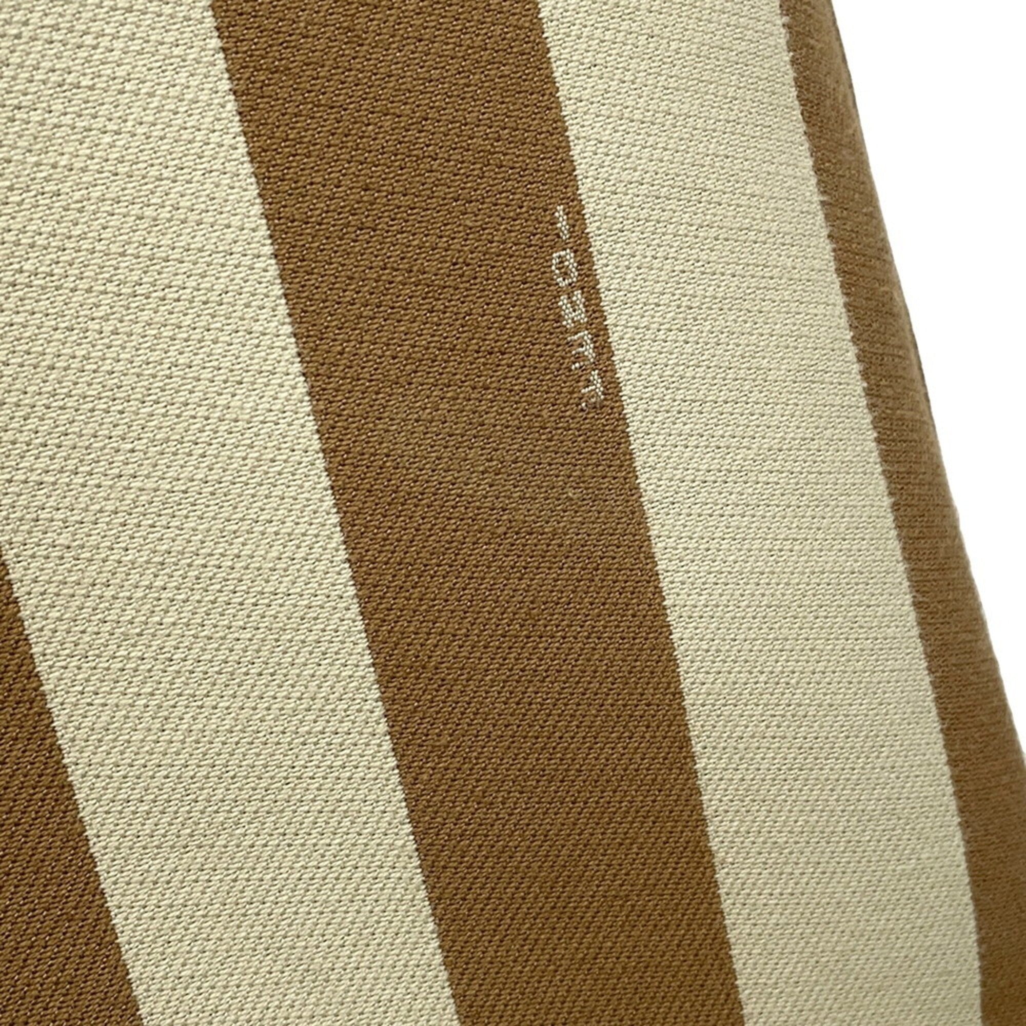 Fendi Pequin Beige Brown Canvas Leather Handbag Tote Bag (Pre-Owned)