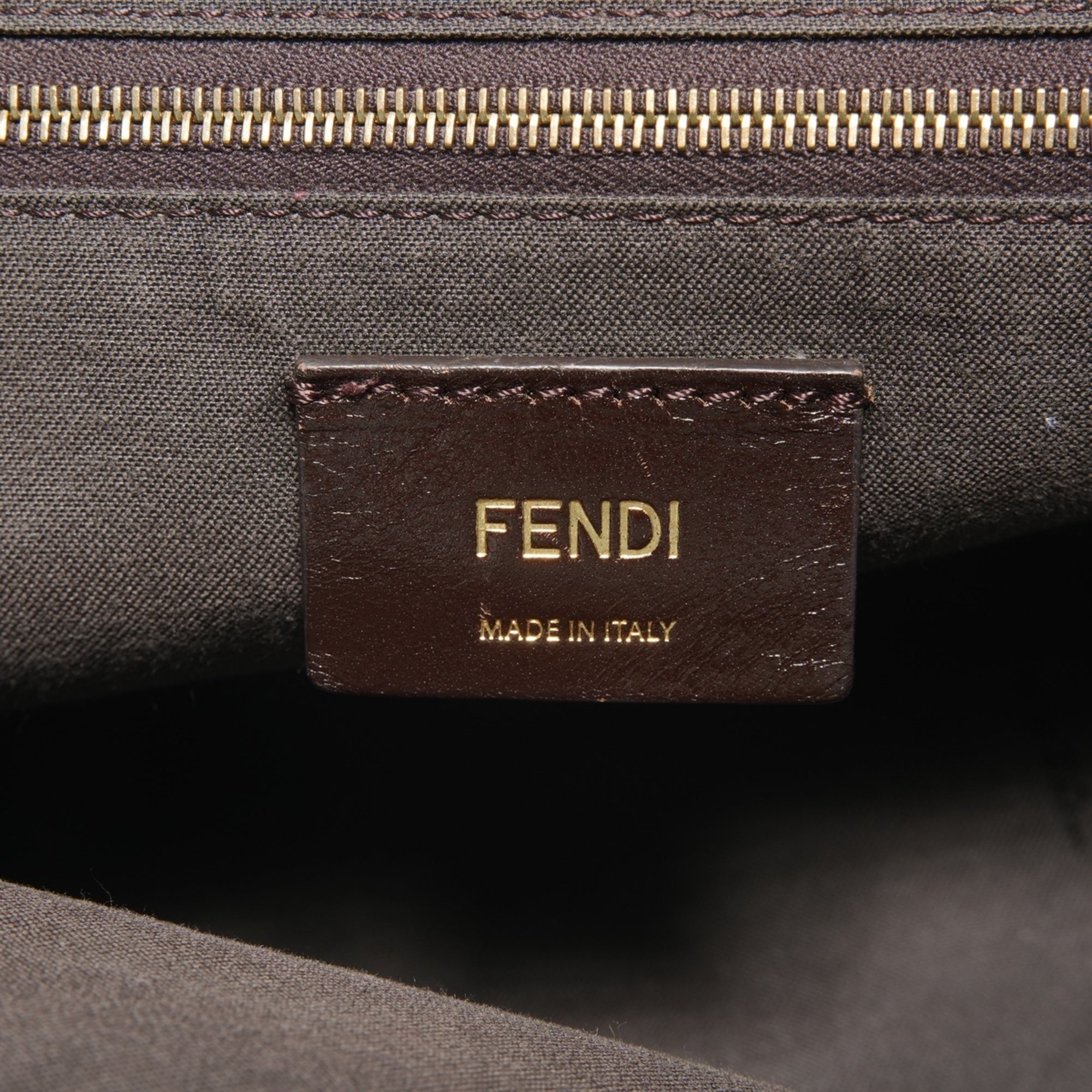 Fendi Pequin Brown Canvas Shoulder Bag (Pre-Owned)