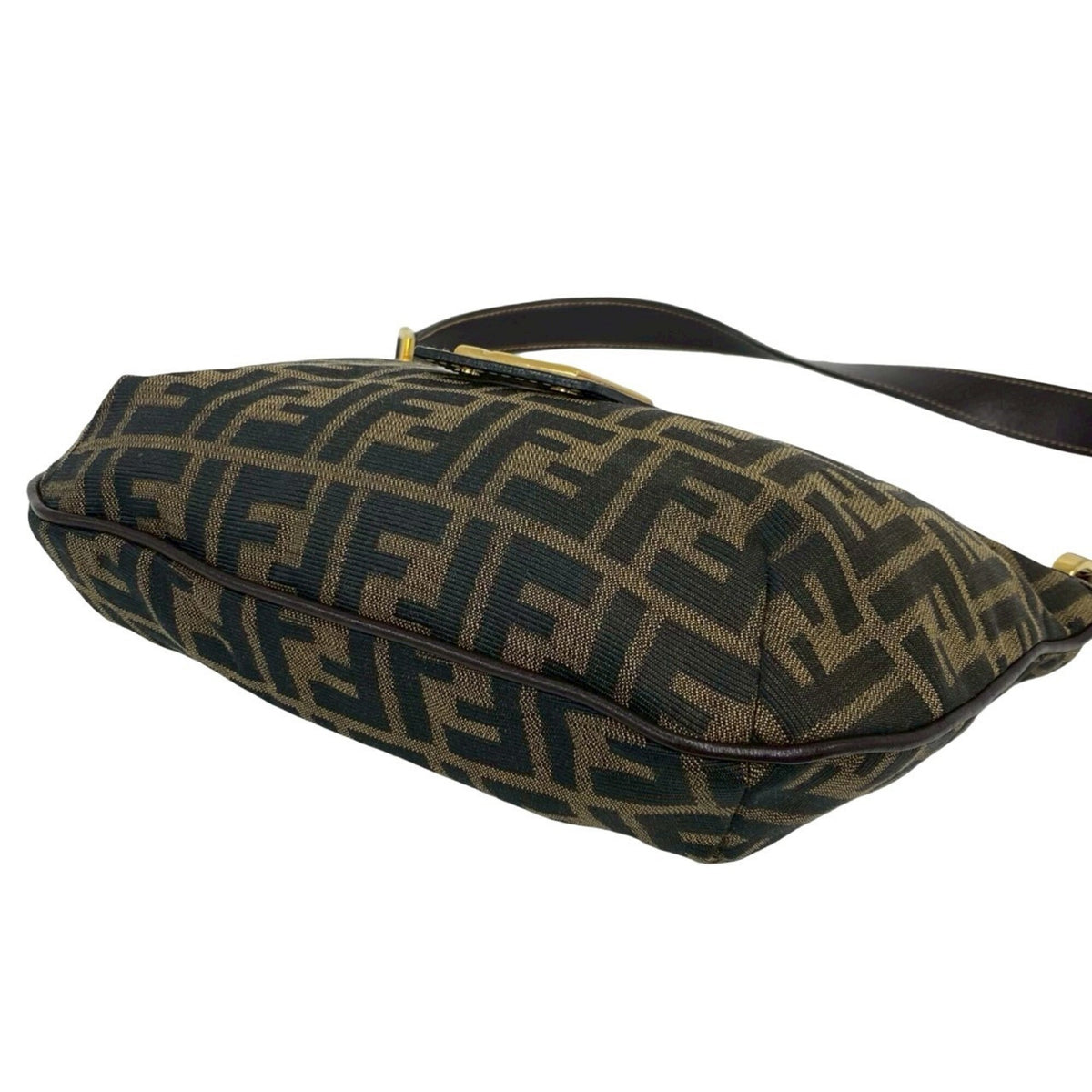 Fendi Black Brown Canvas Leather Shoulder Bag (Pre-Owned)