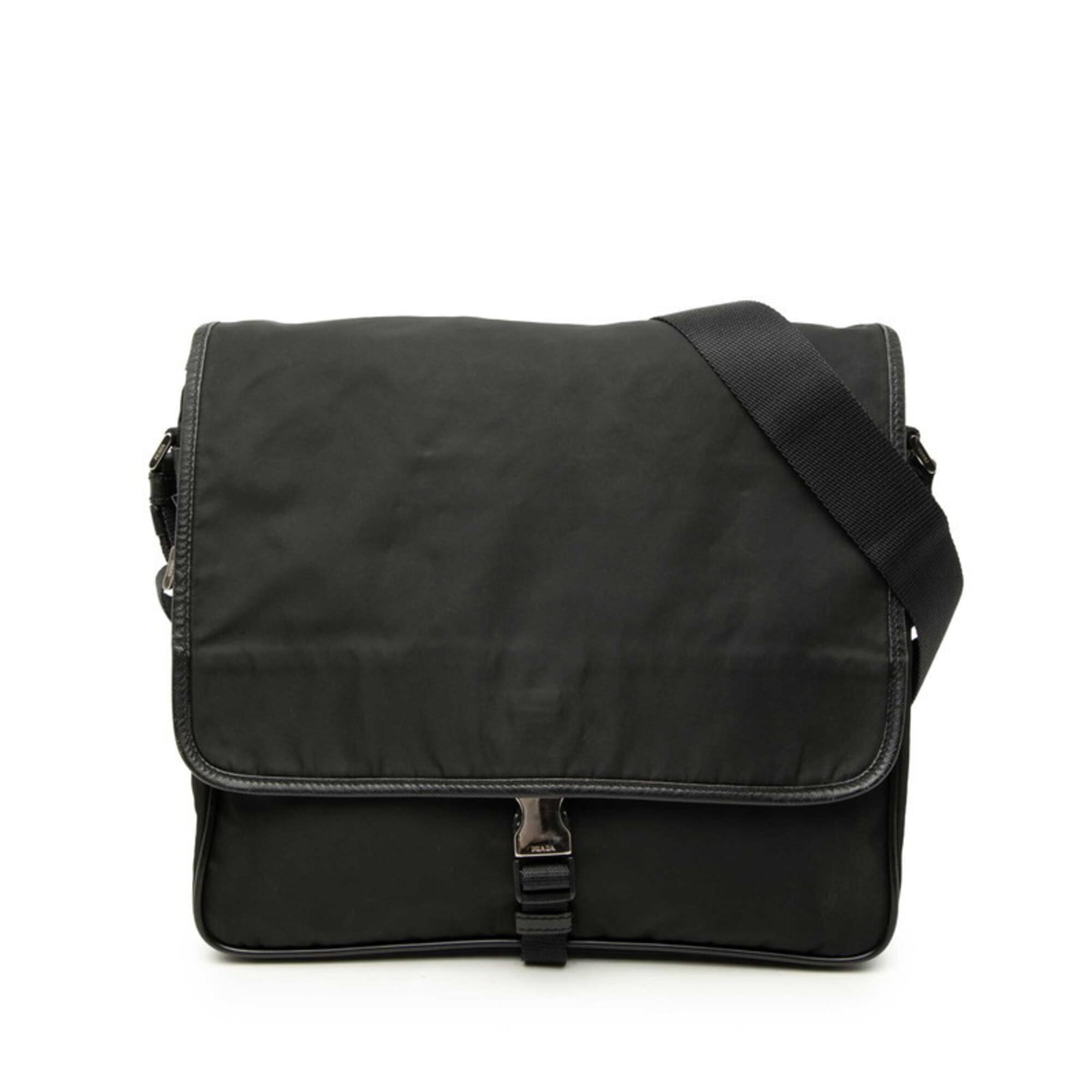 Prada Black Nylon Leather Shoulder Bag (Pre-Owned)