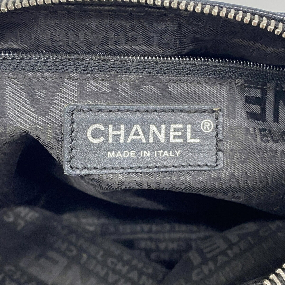 Chanel Beige Black Canvas Shoulder Bag (Pre-Owned)
