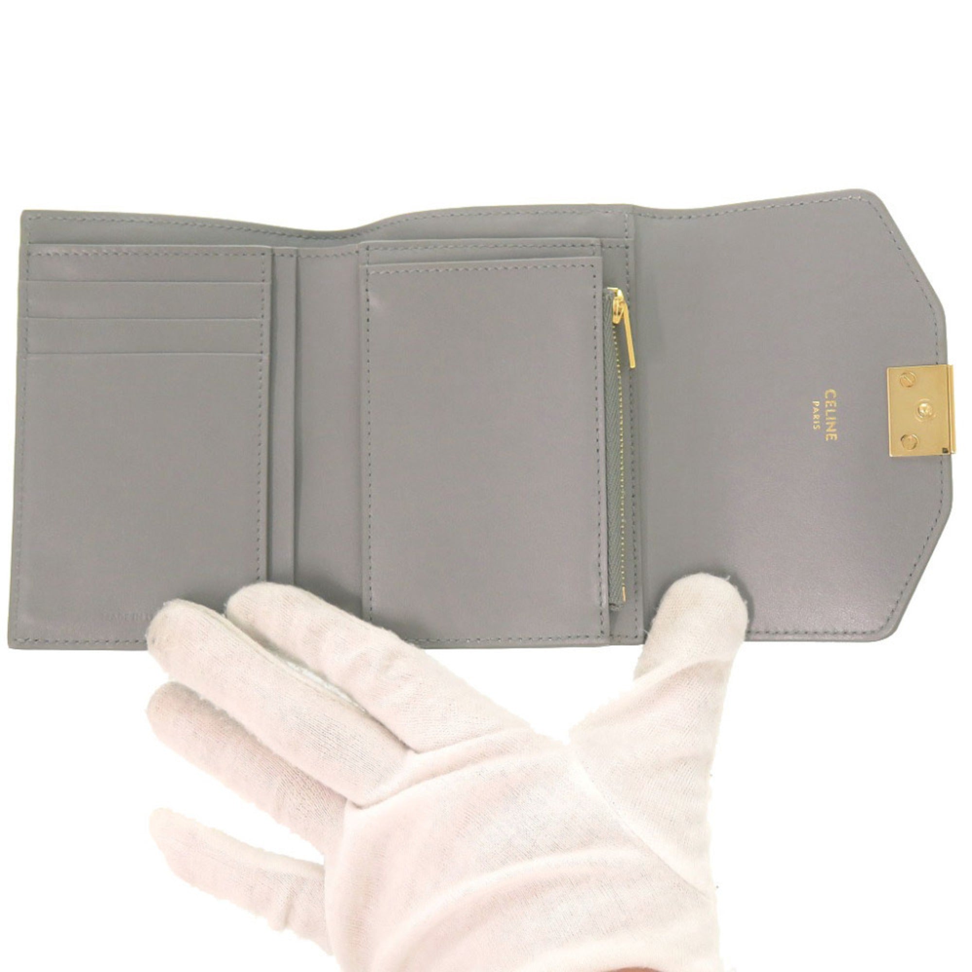 Celine Gray Leather Wallet (Tri-Fold) (Pre-Owned)