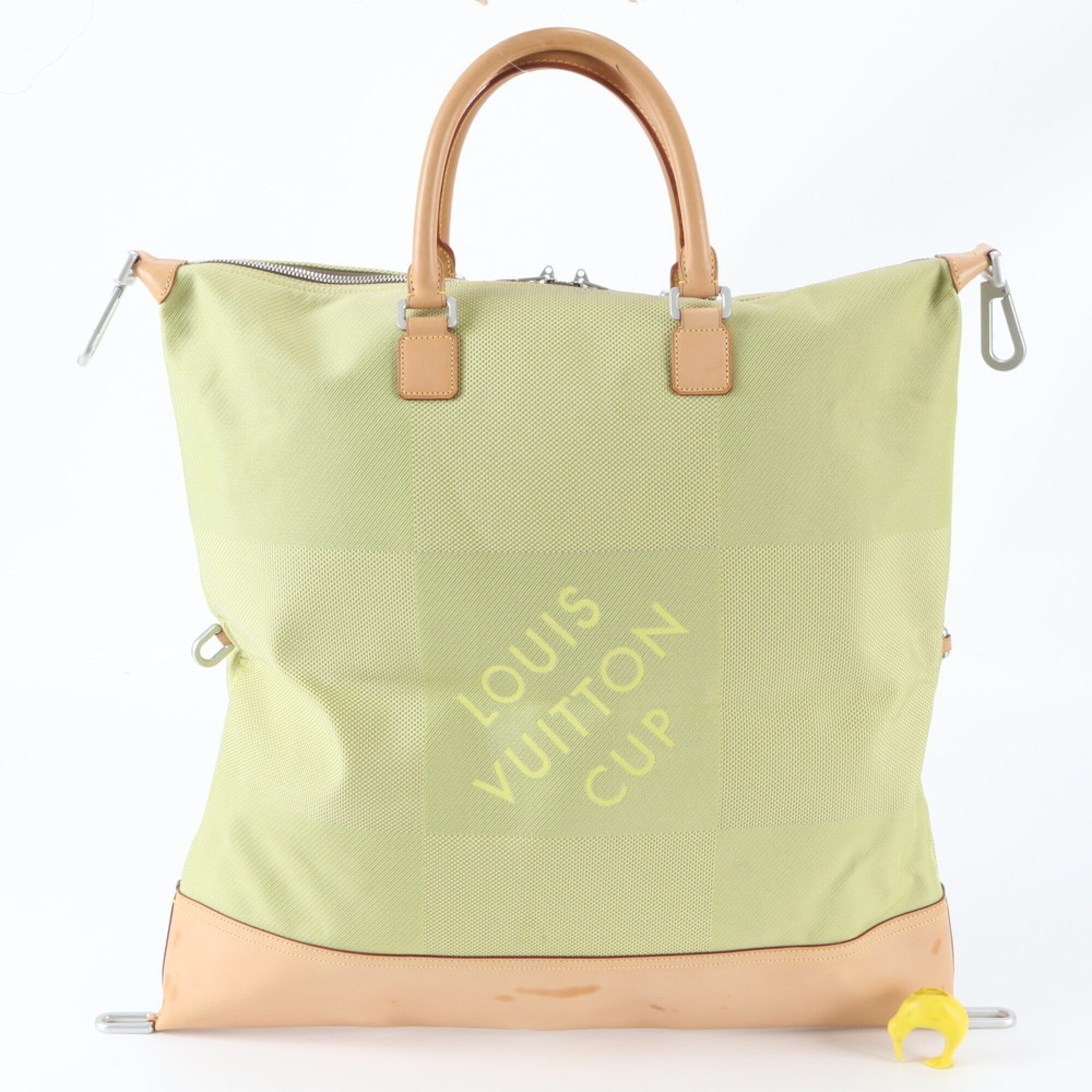 Louis Vuitton Damier Geant Lime Yellow Leather Canvas Handbag Tote Bag (Pre-Owned)