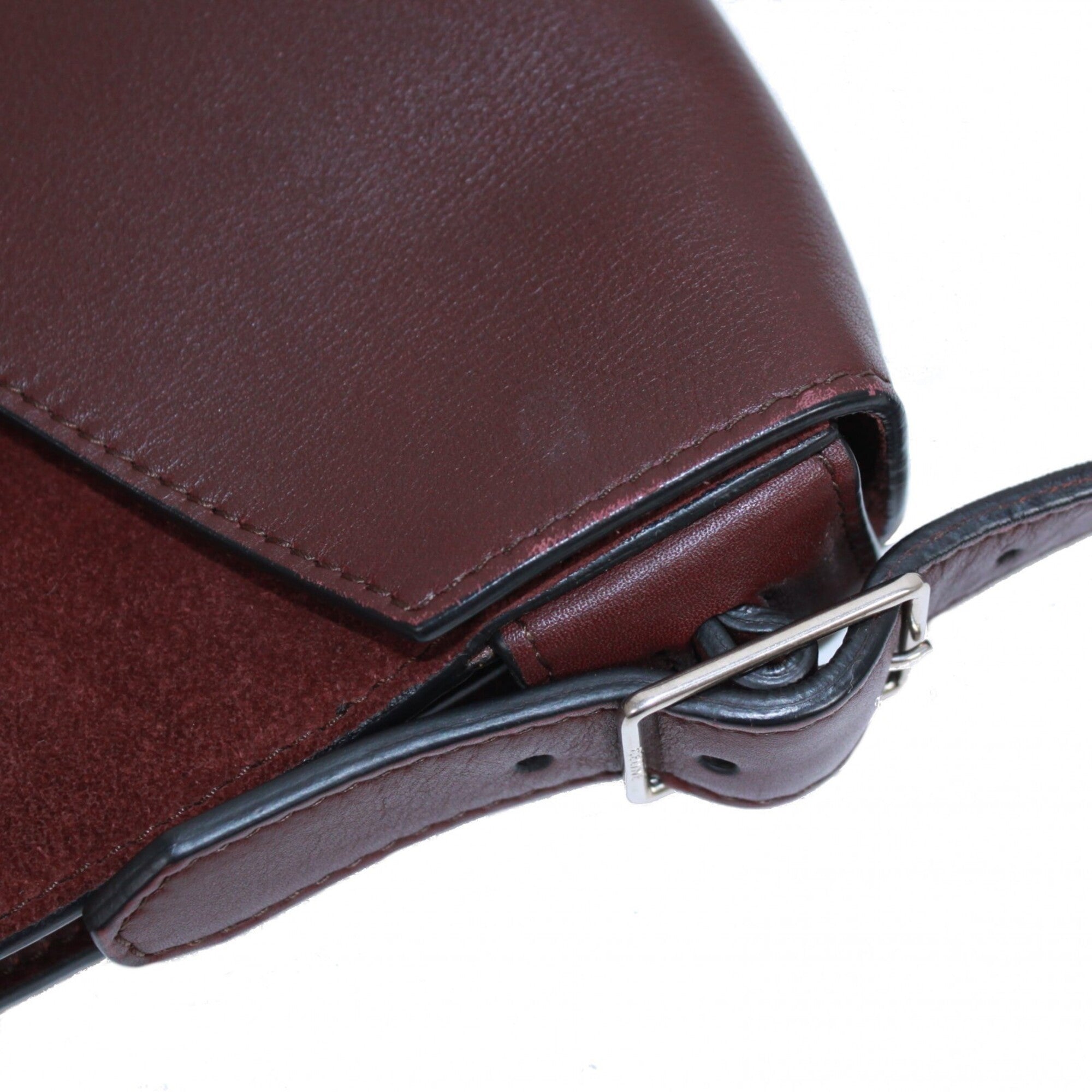 Celine Bordeaux Leather Suede Clutch Bag Shoulder Bag (Pre-Owned)