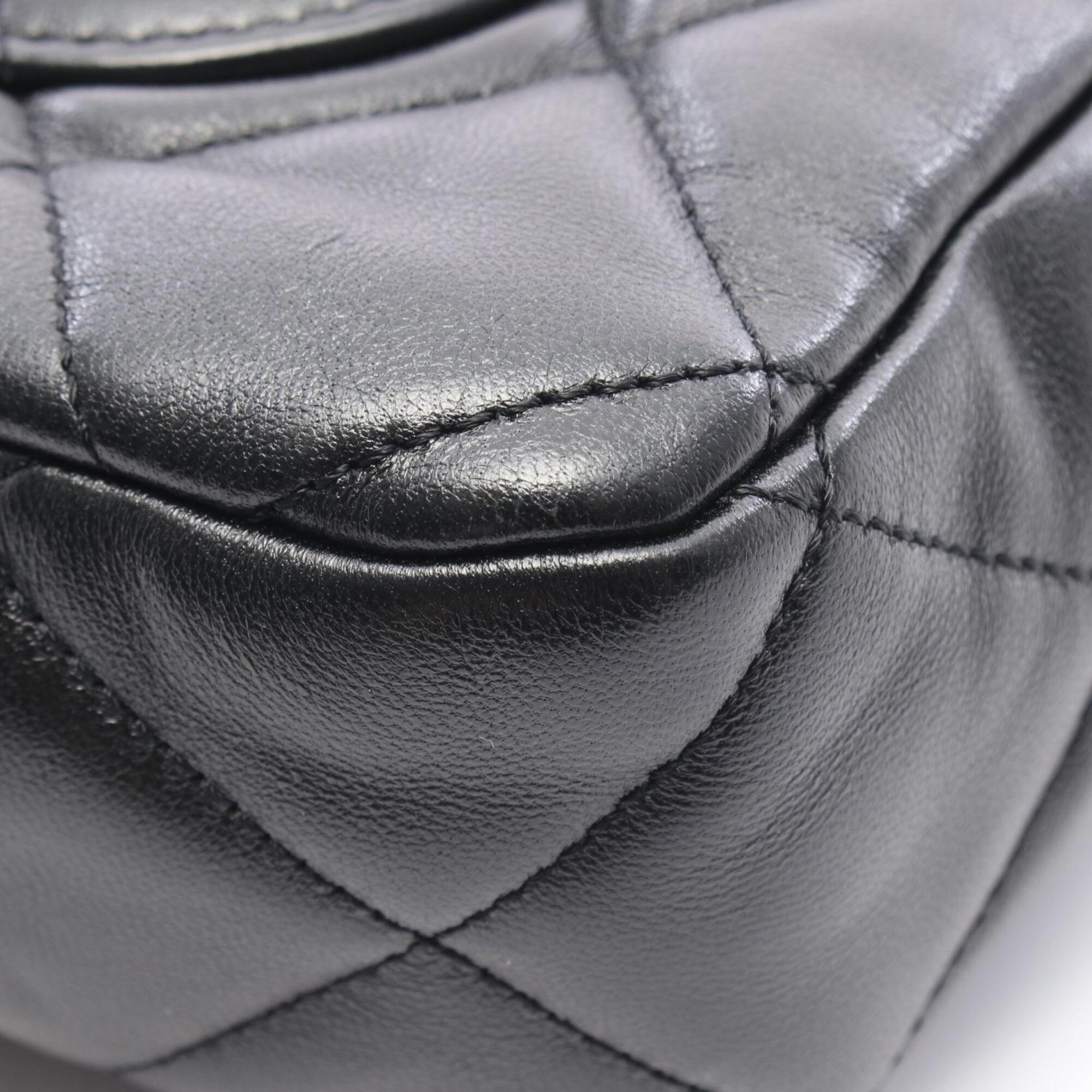 Chanel Black Leather Handbag Shoulder Bag (Pre-Owned)