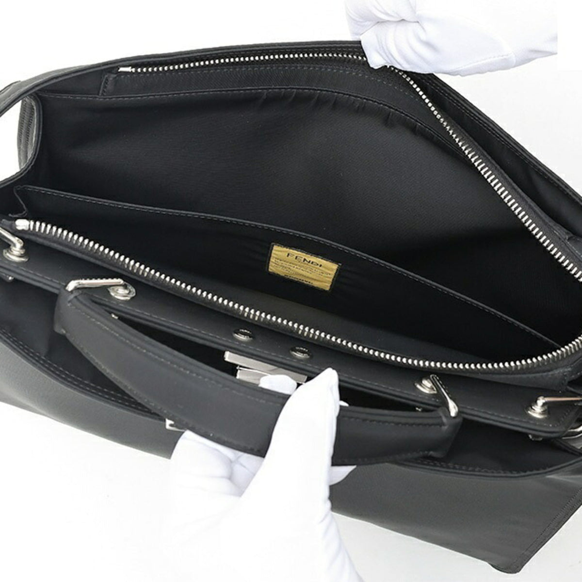 Fendi Peekaboo Black Nylon Tote Bag (Pre-Owned)
