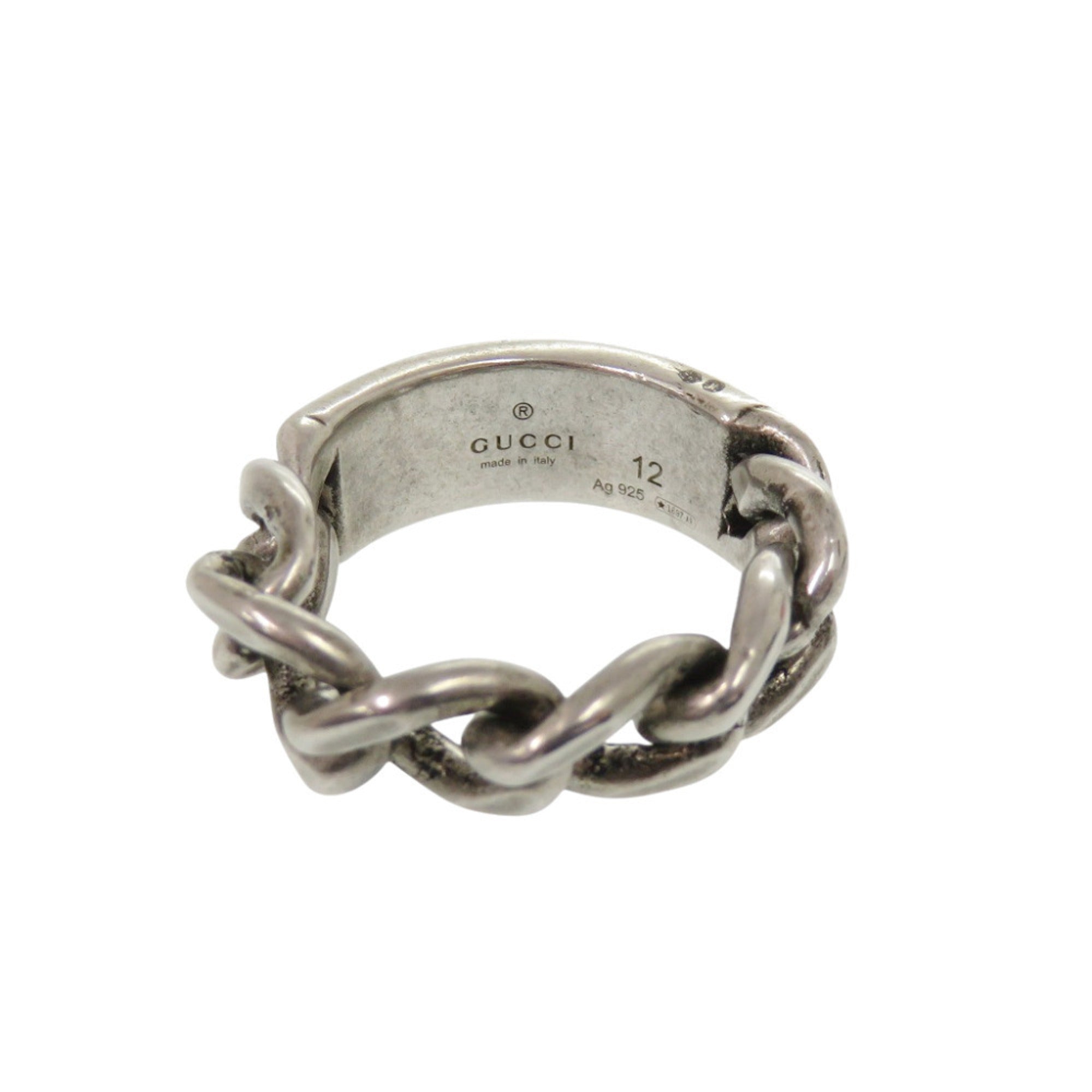 Gucci Silver Green Silver 925 Band Ring (Pre-Owned)