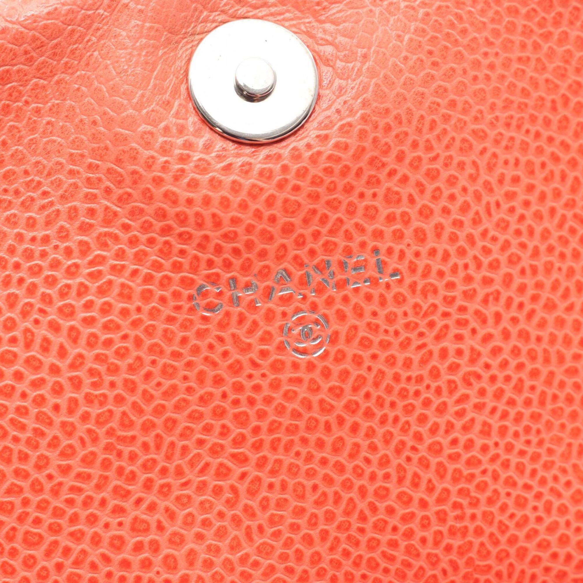 Chanel Orange Leather Handbag Shoulder Bag (Pre-Owned)