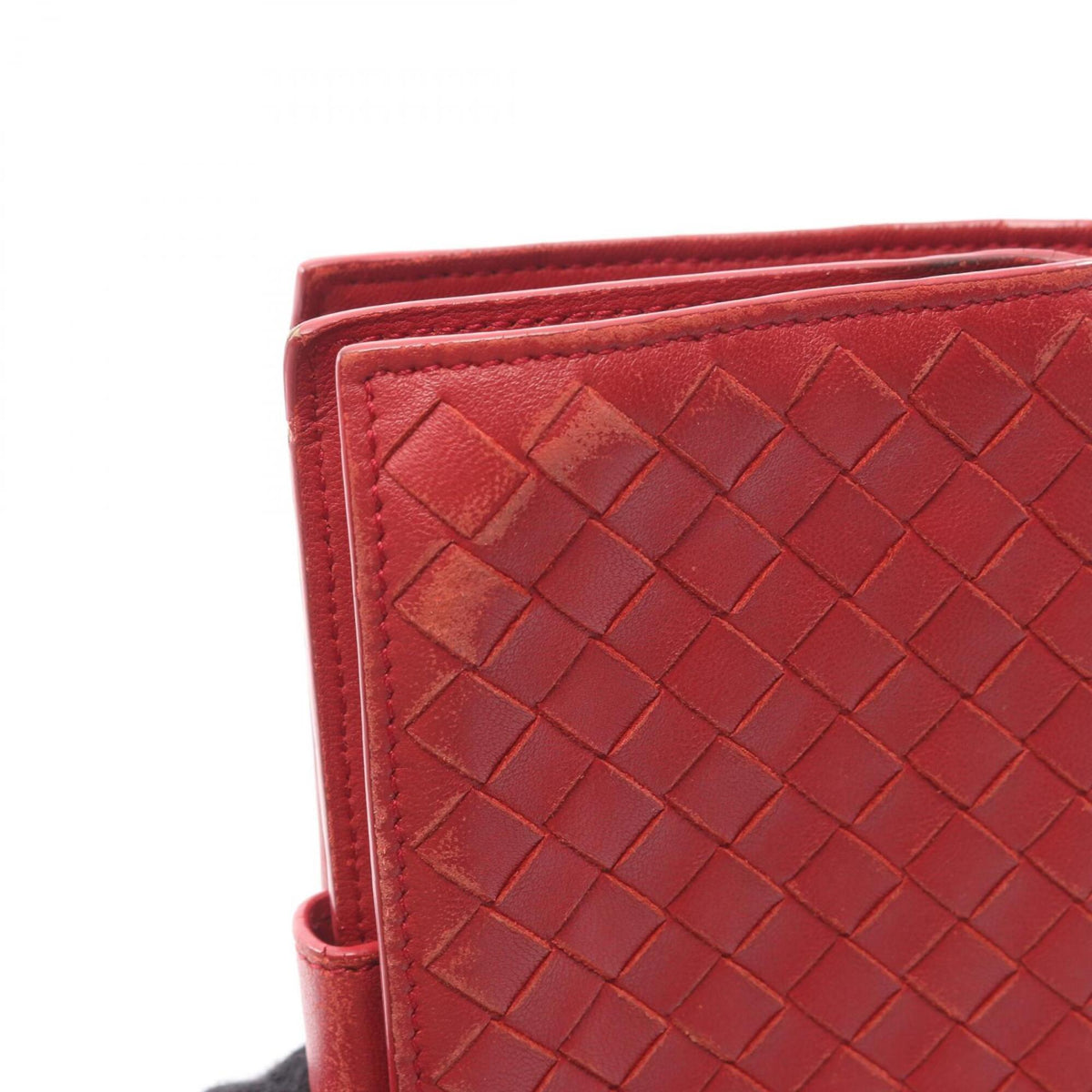 Bottega Veneta Red Color Intrecciato Wallet (Bi-Fold) (Pre-Owned)