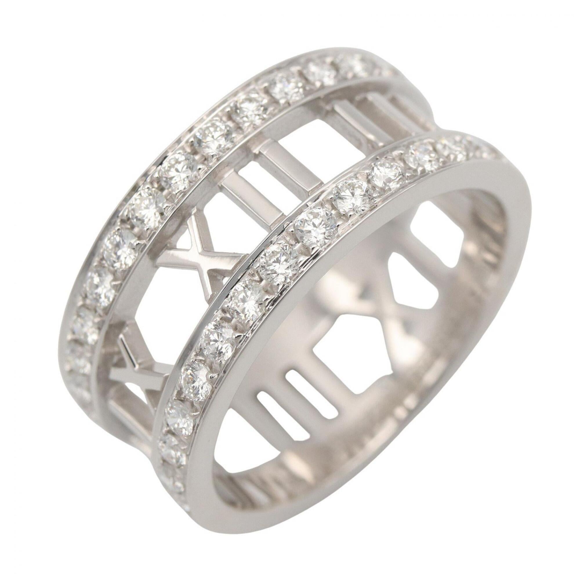 Tiffany Atlas Silver Clear White Gold (18K) Band Ring (Pre-Owned)