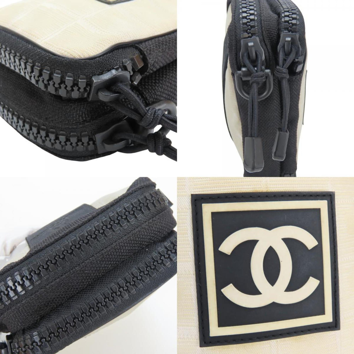 Chanel Black Ivory Jacquard Nylon Fanny Pack Pochette Shoulder Bag (Pre-Owned)