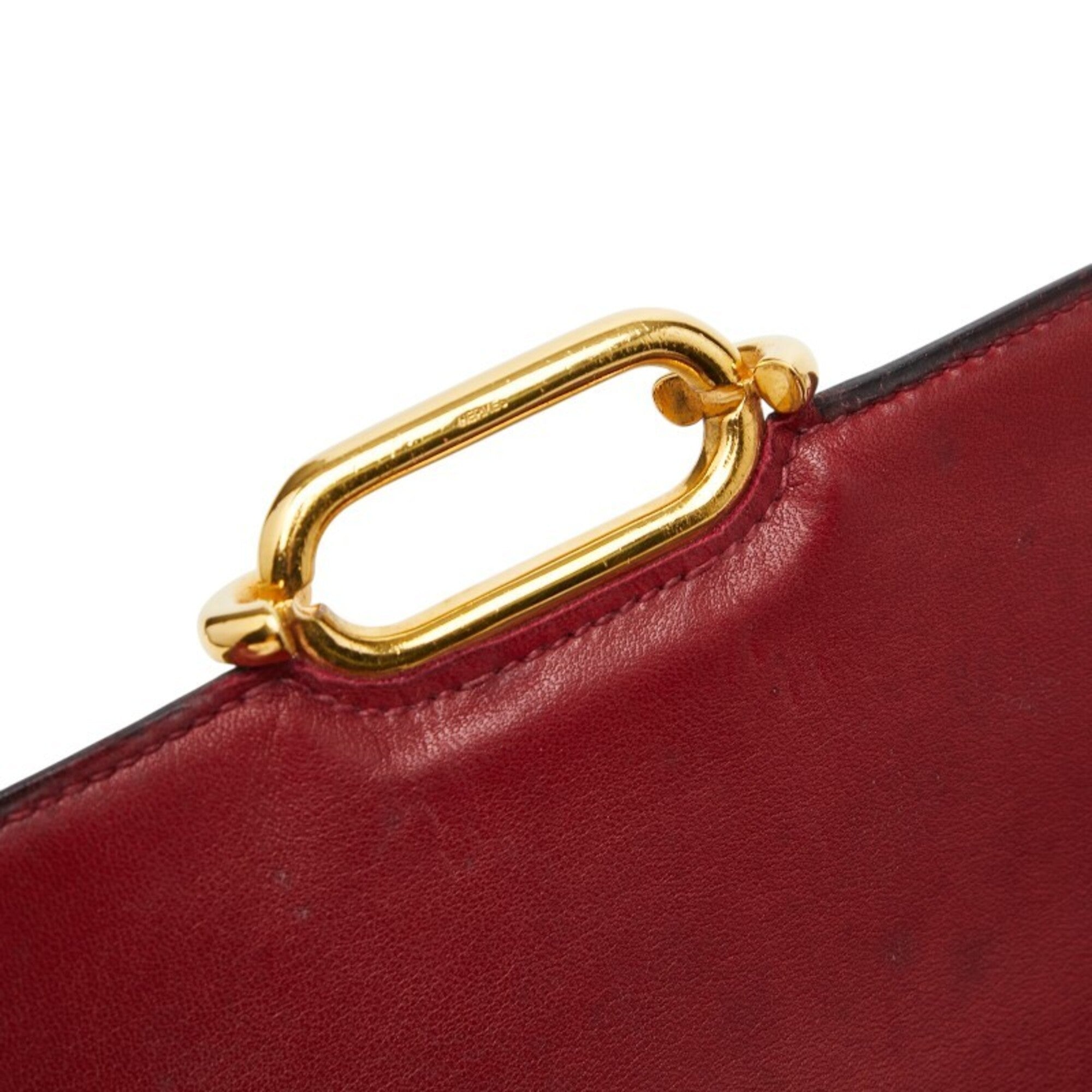 Hermes Fonsbelle Wine Box Calf Leather Shoulder Bag (Pre-Owned)