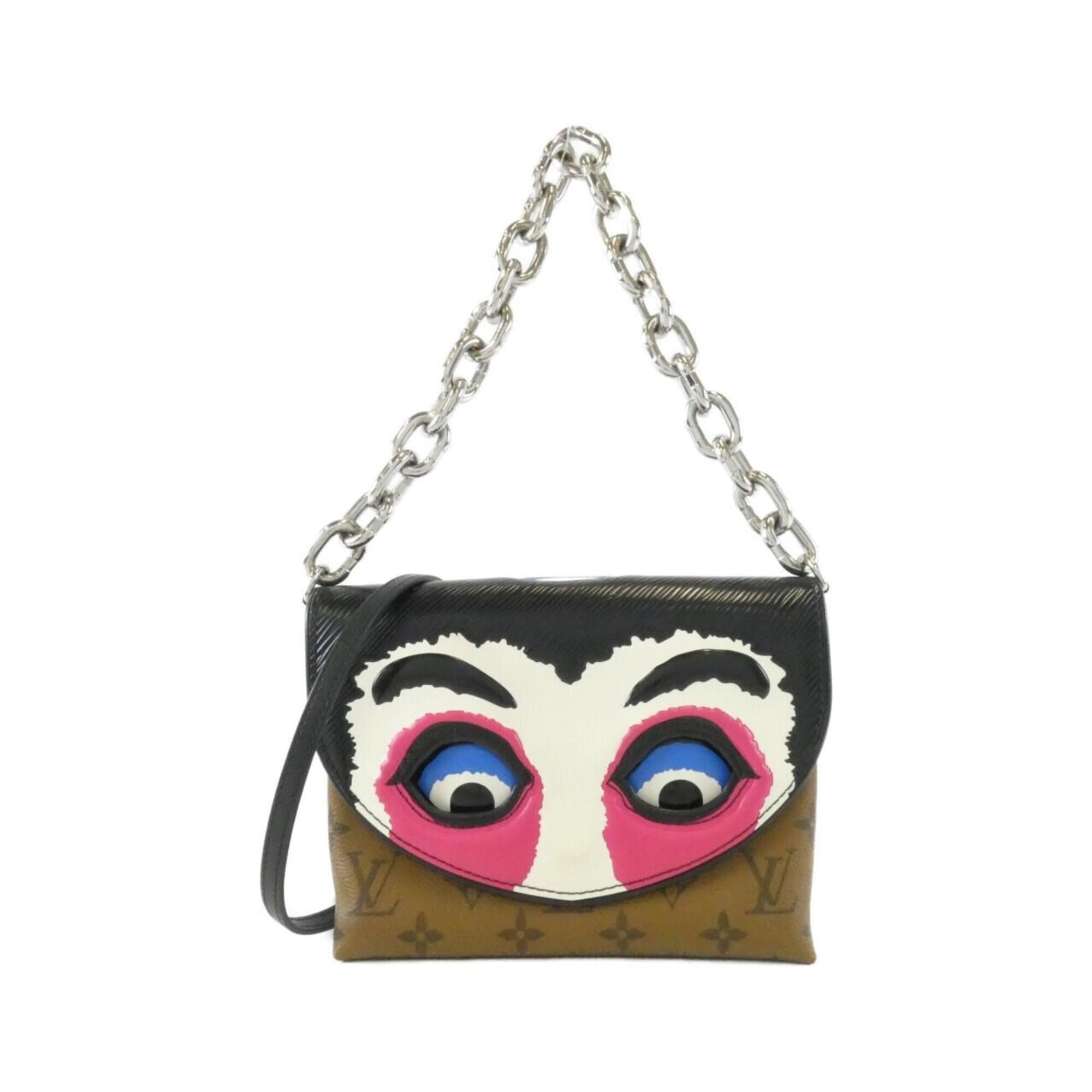 Louis Vuitton Fuchsia Marron Coated Canvas Leather Pochette Shoulder Bag (Pre-Owned)