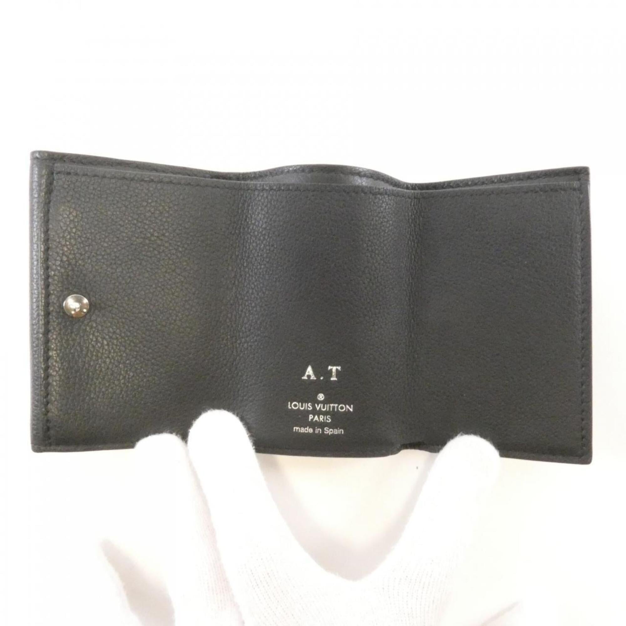 Louis Vuitton Black Leather Wallet (Tri-Fold) (Pre-Owned)