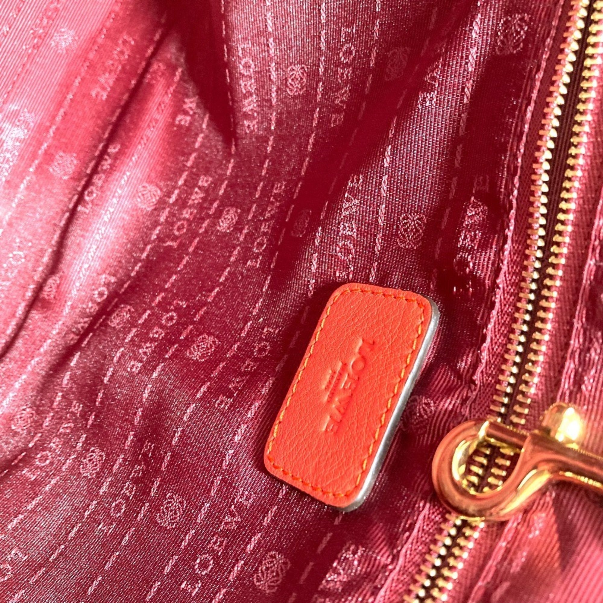 Loewe Orange Red Leather Shoulder Bag Tote Bag (Pre-Owned)