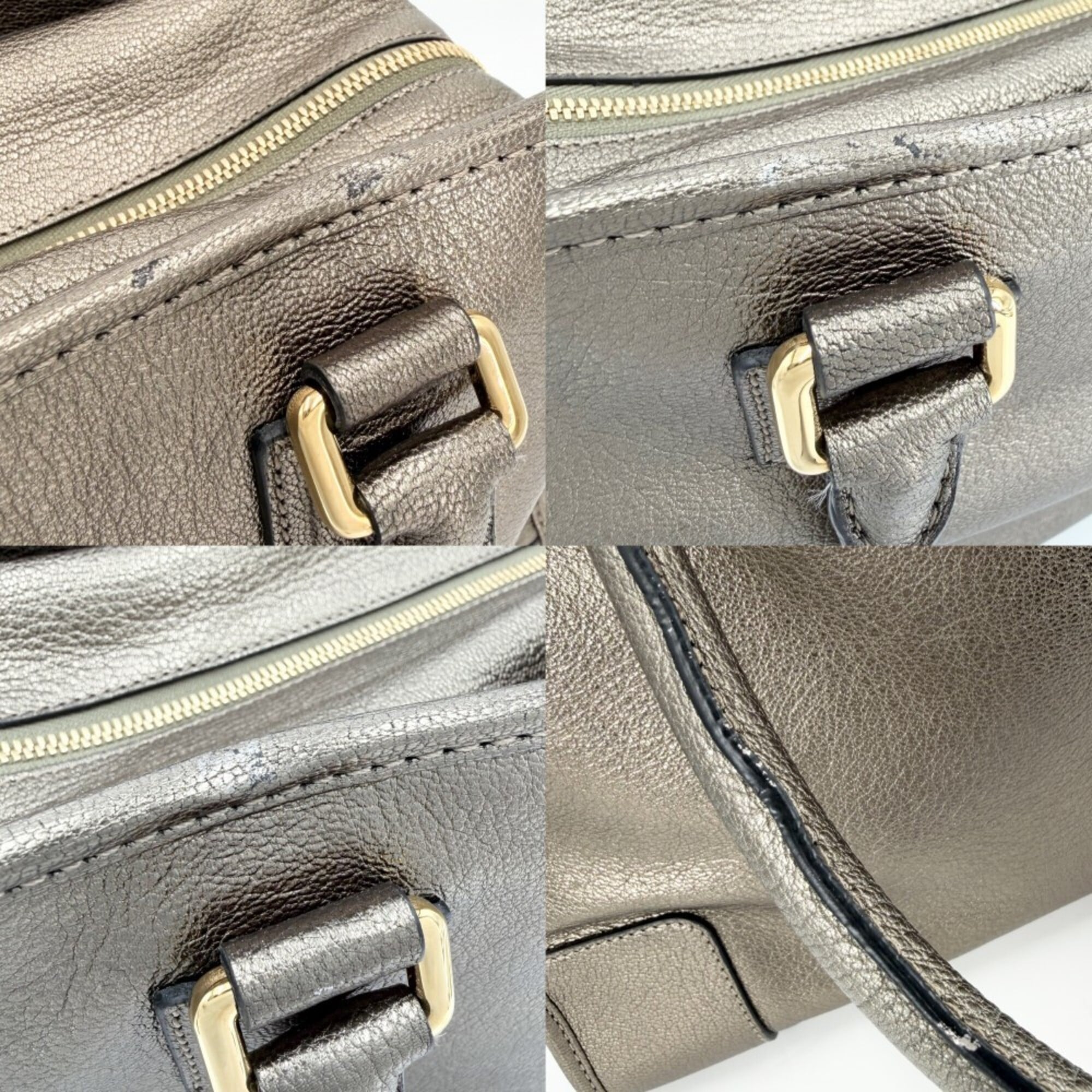 Loewe Gold Leather Boston Bag Handbag (Pre-Owned)