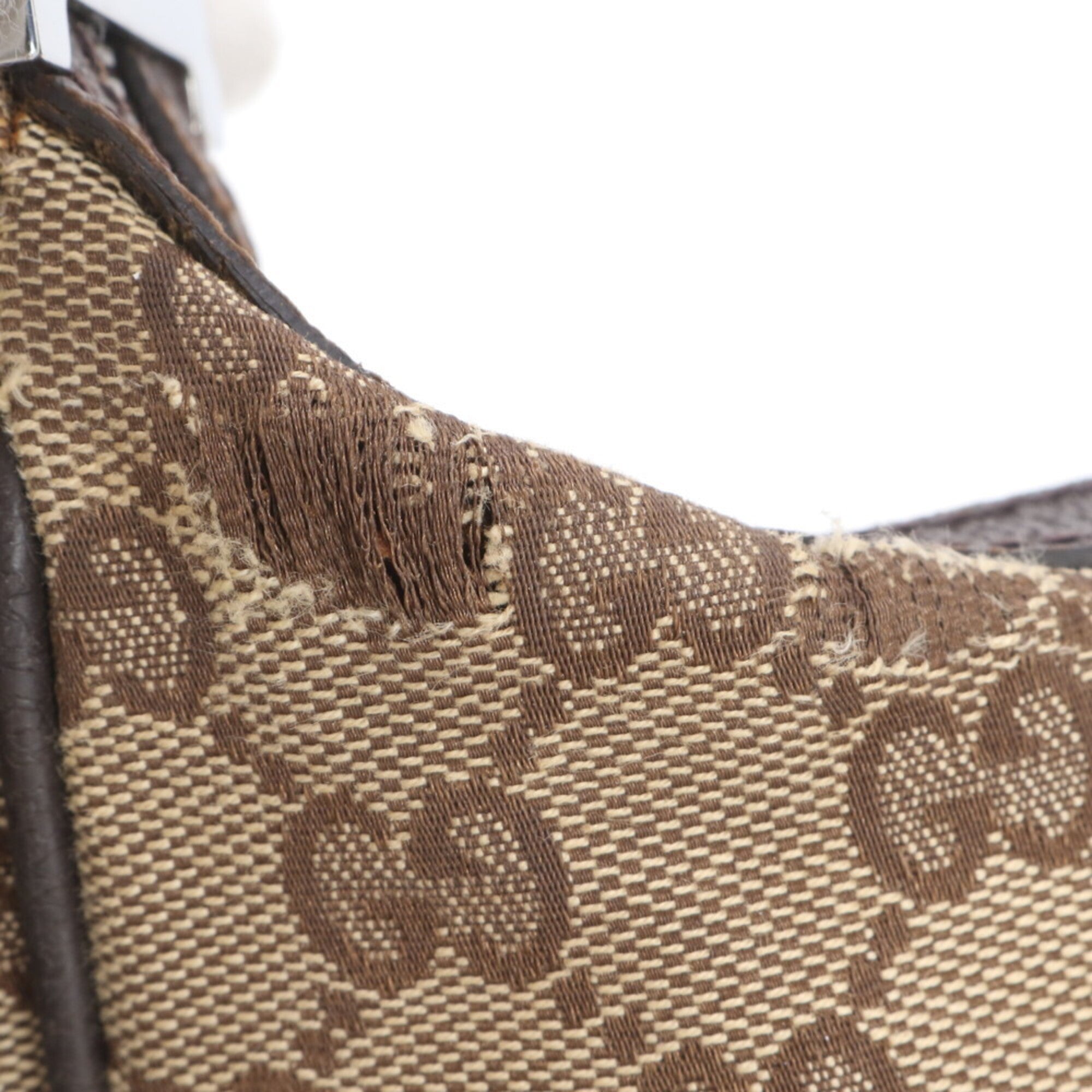 Gucci Beige Brown Canvas Leather Handbag Shoulder Bag Tote Bag (Pre-Owned)
