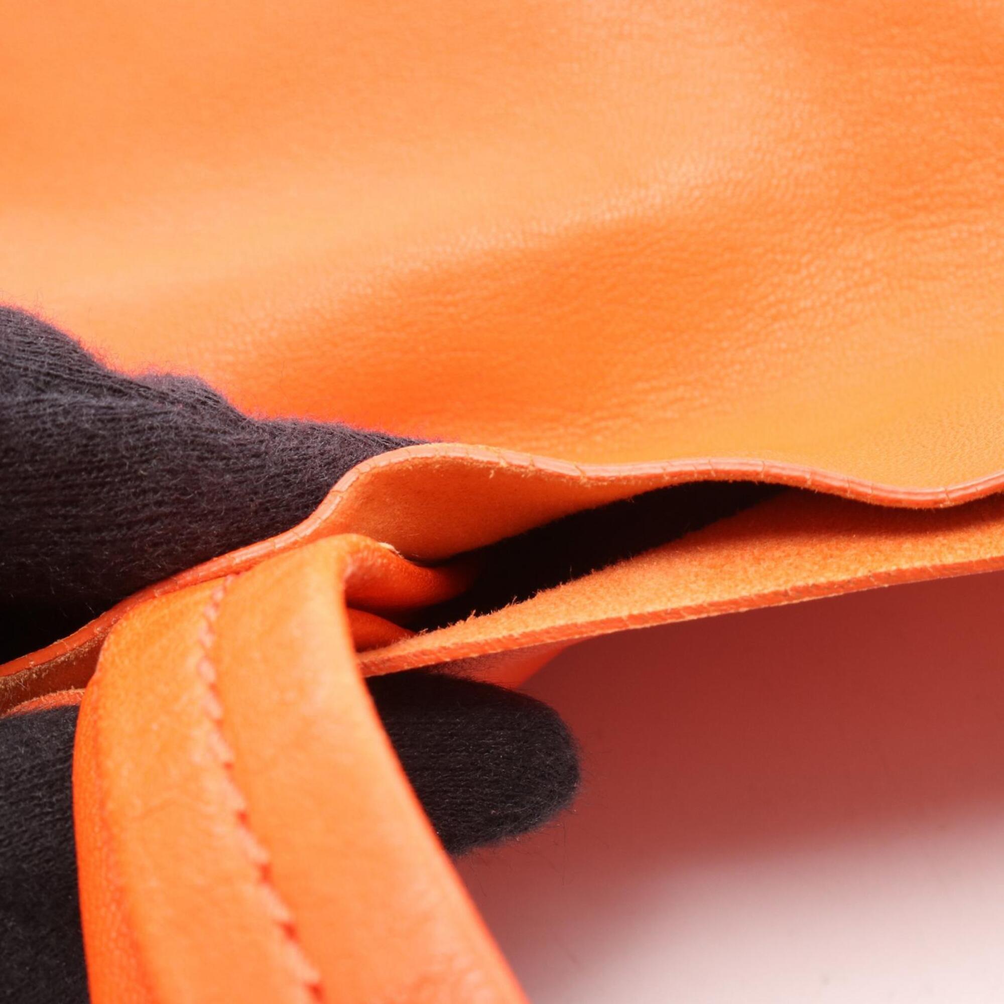 Celine Orange Red Color Leather Handbag Tote Bag (Pre-Owned)