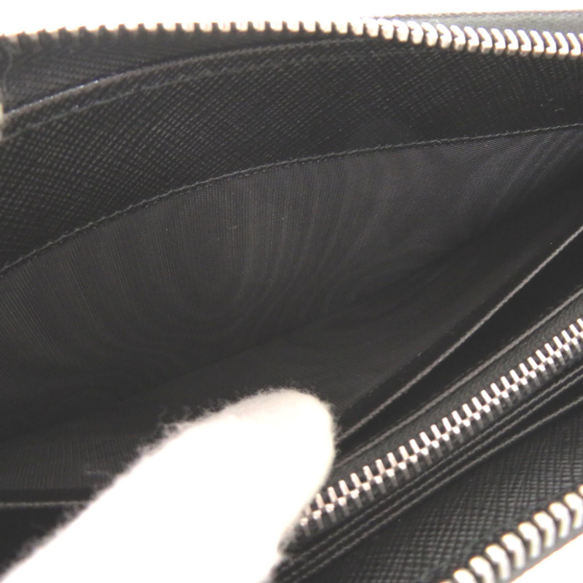 Prada Black Multi-Color Nylon Leather Saffiano Long Wallet (Bi-Fold) (Pre-Owned)