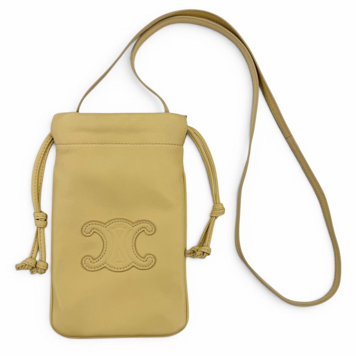 Celine Beige Leather Pouch Shoulder Bag (Pre-Owned)
