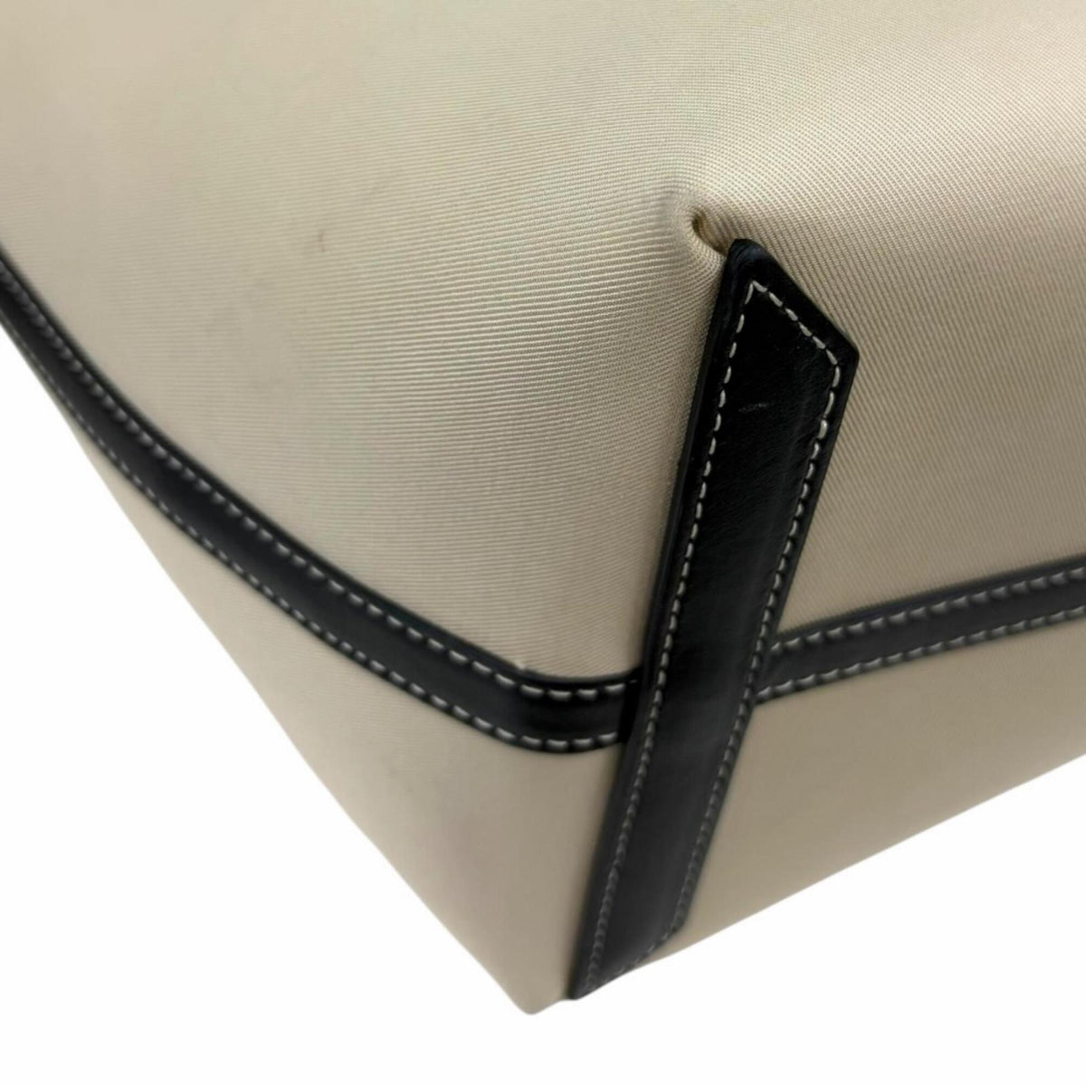 Burberry Beige Canvas Leather Pouch Tote Bag (Pre-Owned)
