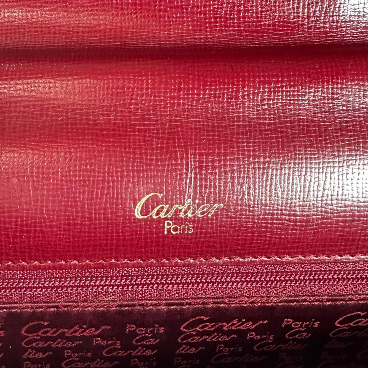 Cartier Bordeaux Leather Clutch Bag (Pre-Owned)