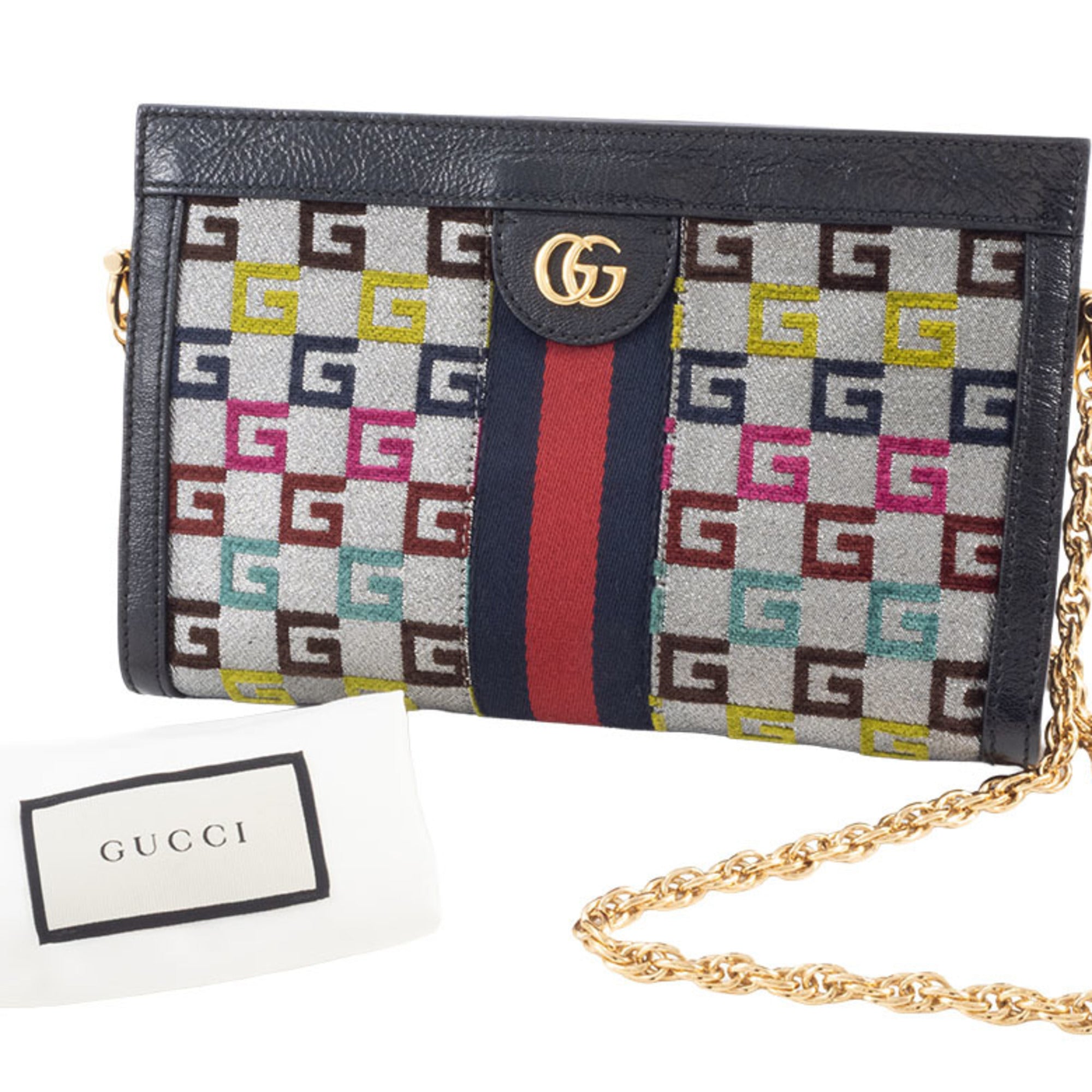 Gucci Multi-Color Canvas Leather Shoulder Bag (Pre-Owned)