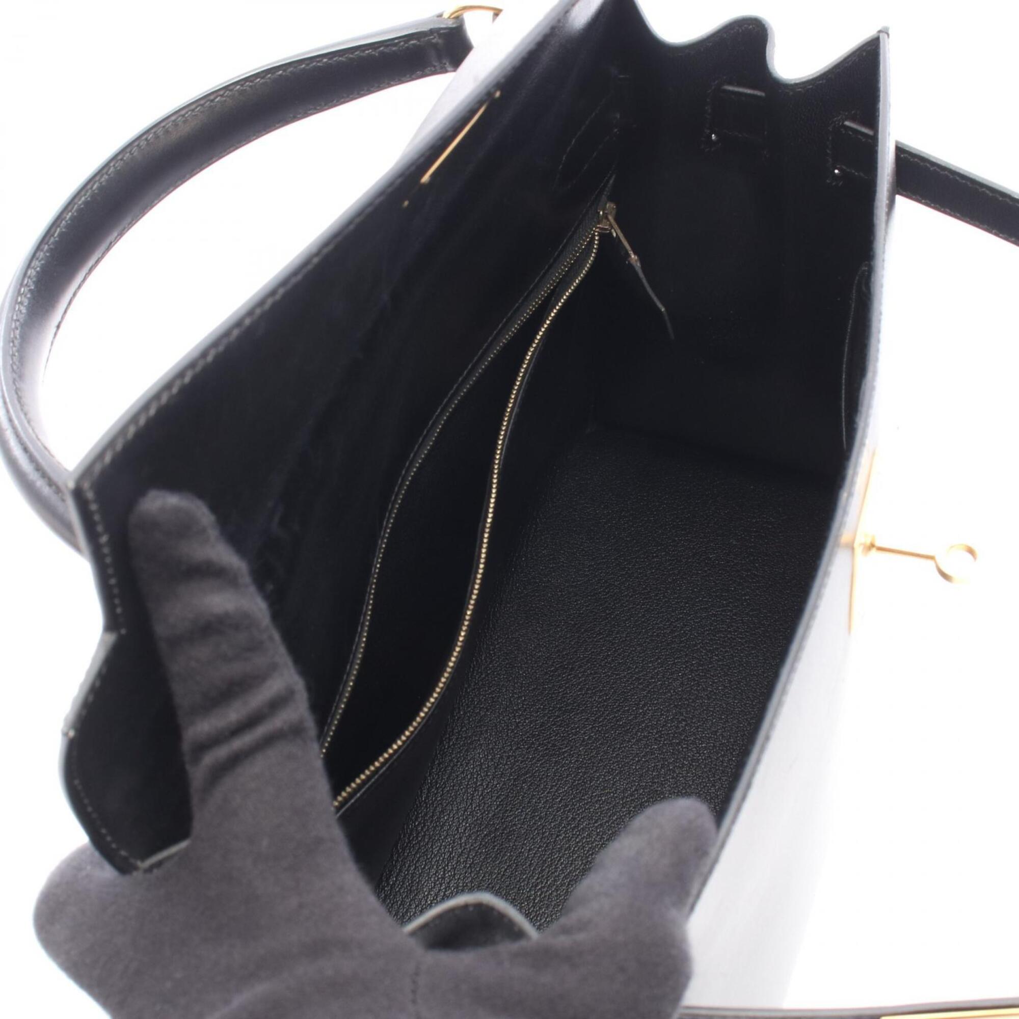 Hermes Black Box Calf Leather Leather Handbag (Pre-Owned)