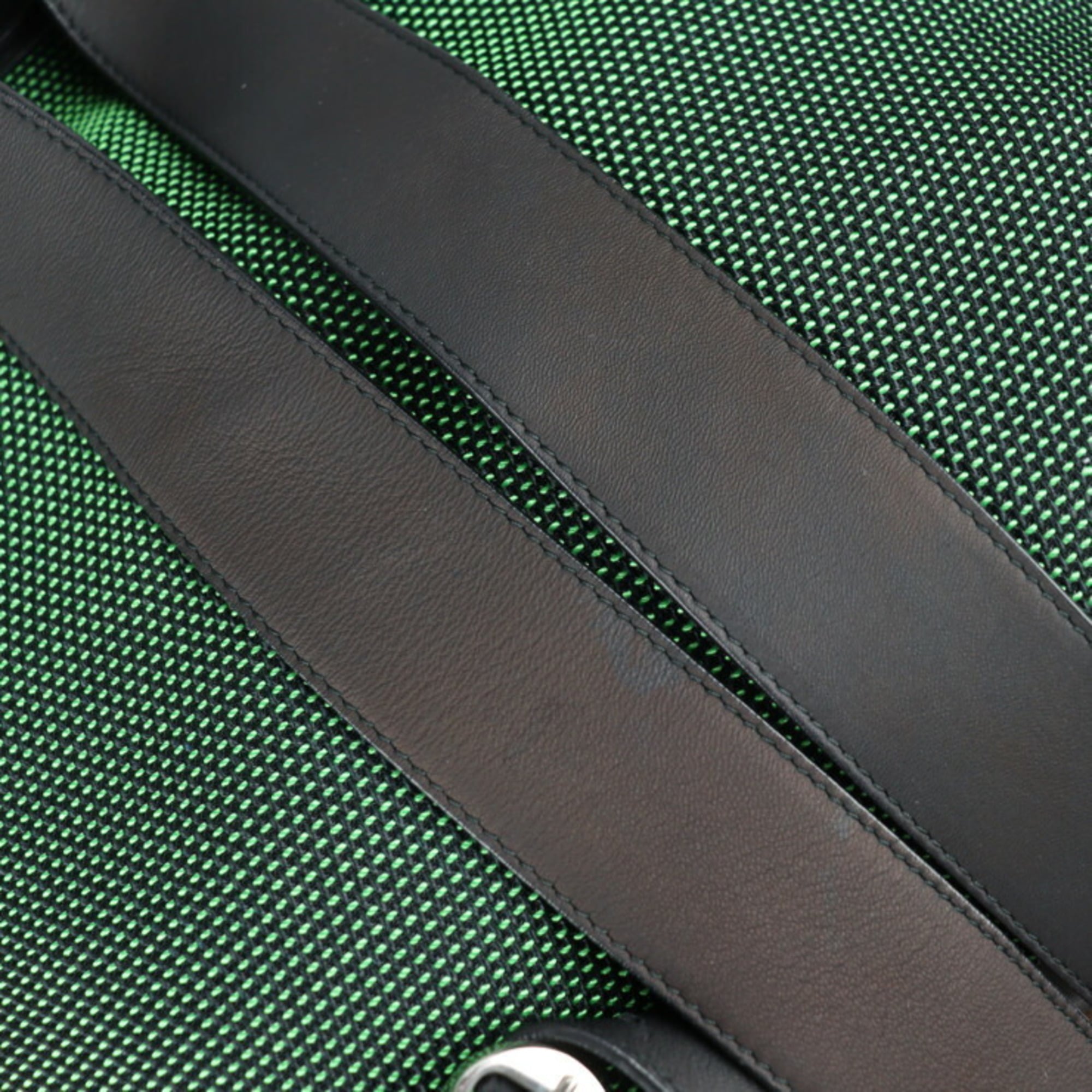 Balenciaga Black Green Nylon Canvas Leather Backpack (Pre-Owned)
