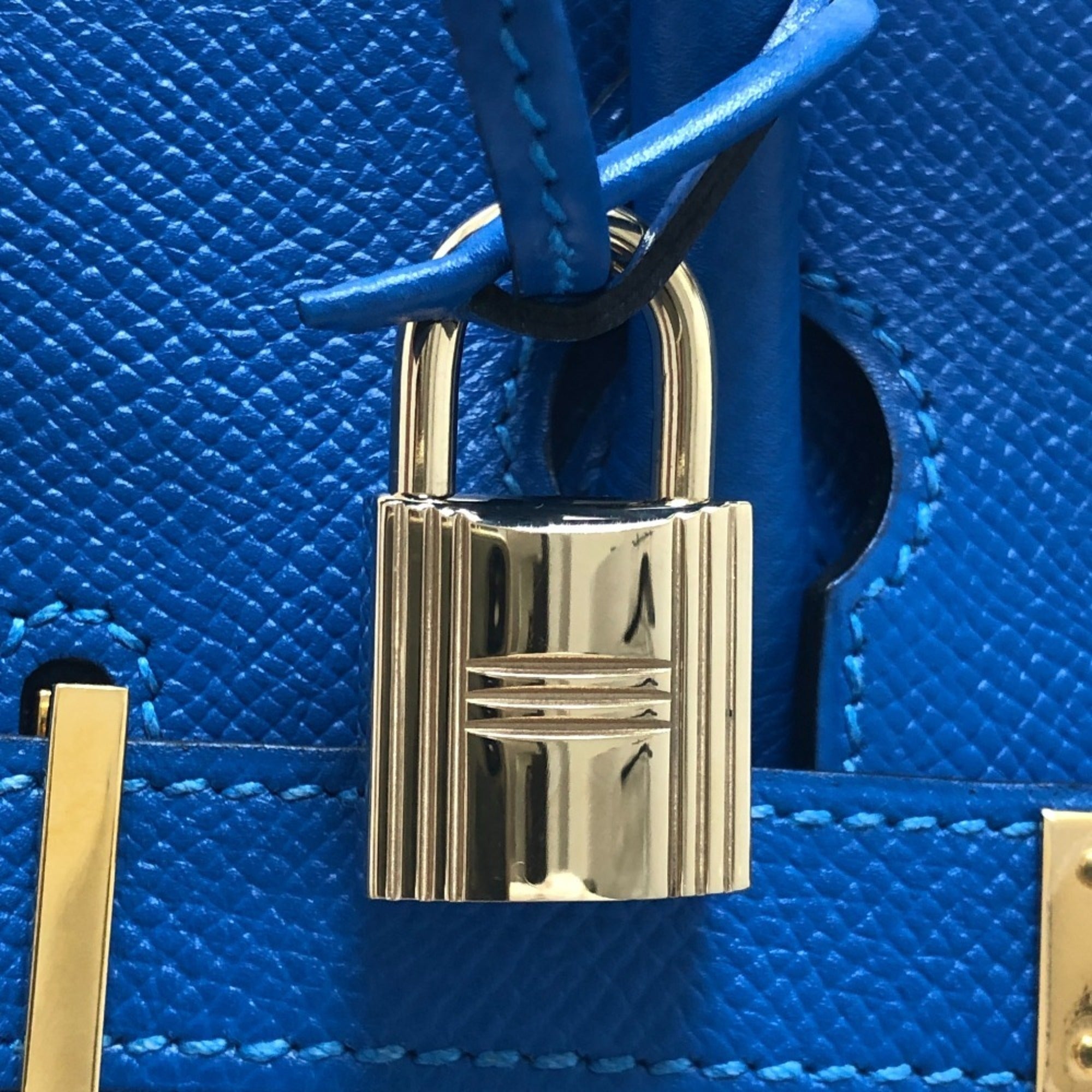 Hermes Blue Blue Hydra Epsom Leather Handbag (Pre-Owned)