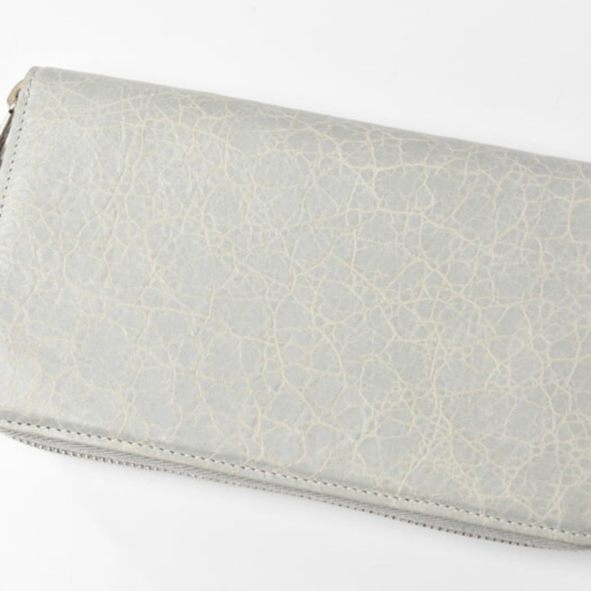 Balenciaga Light Gray Leather Long Wallet (Bi-Fold) (Pre-Owned)