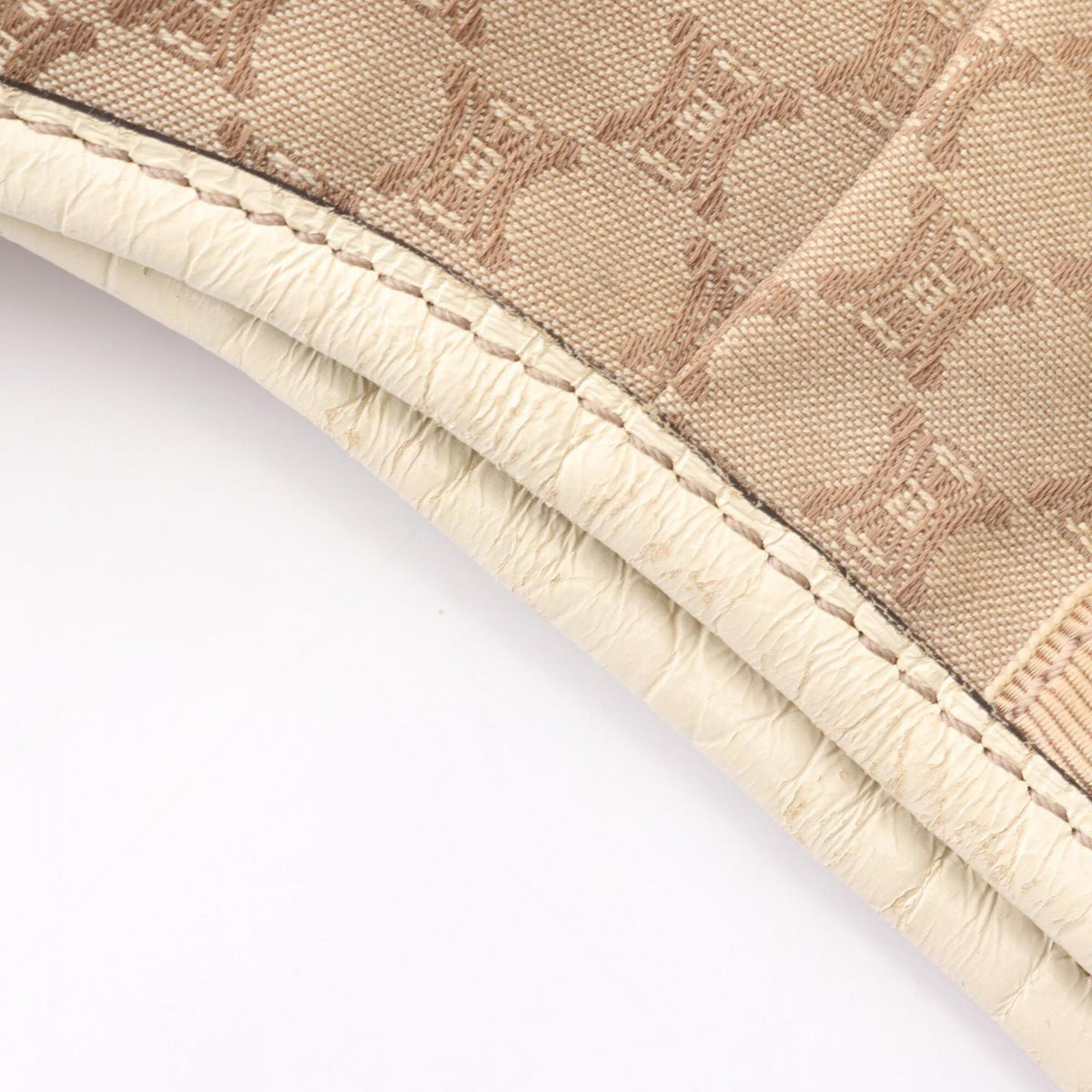 Celine Beige White Canvas Leather Handbag Shoulder Bag (Pre-Owned)