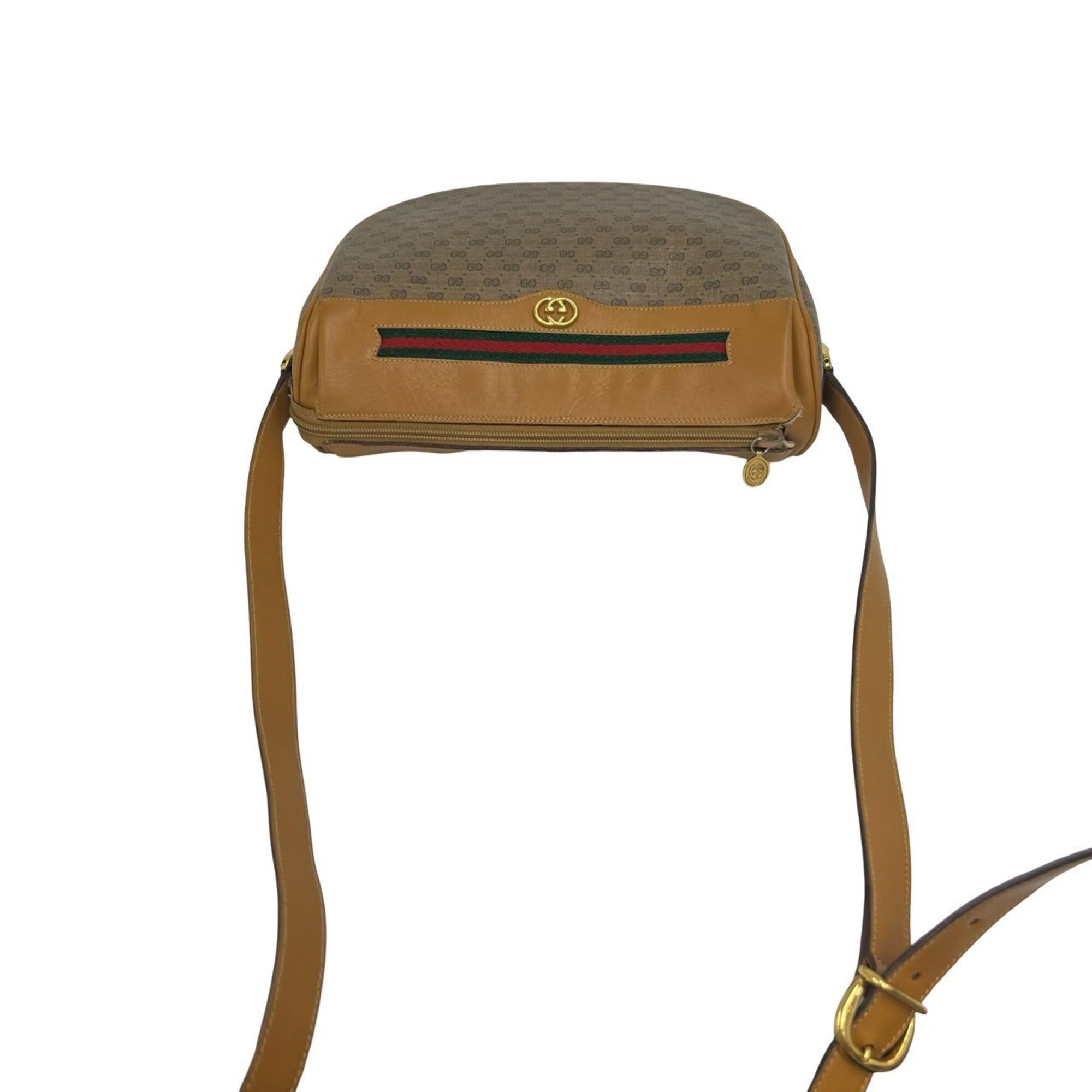 Gucci Brown Green Red Color Pvc Leather Shoulder Bag (Pre-Owned)