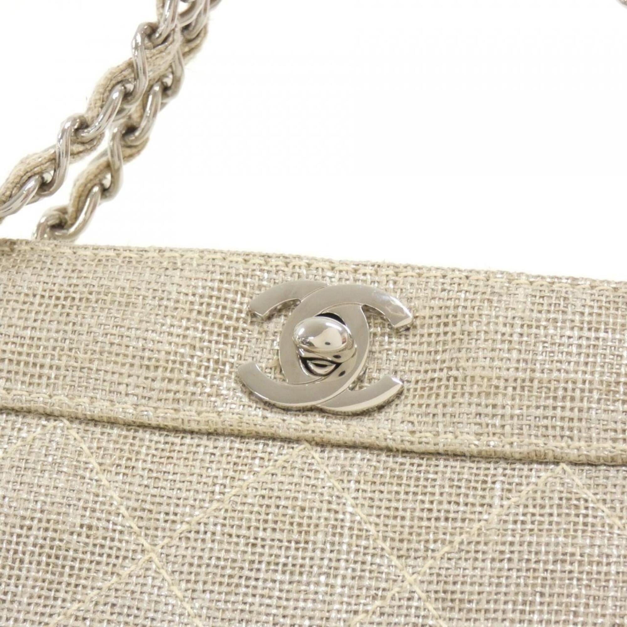Chanel Beige Linen Handbag (Pre-Owned)