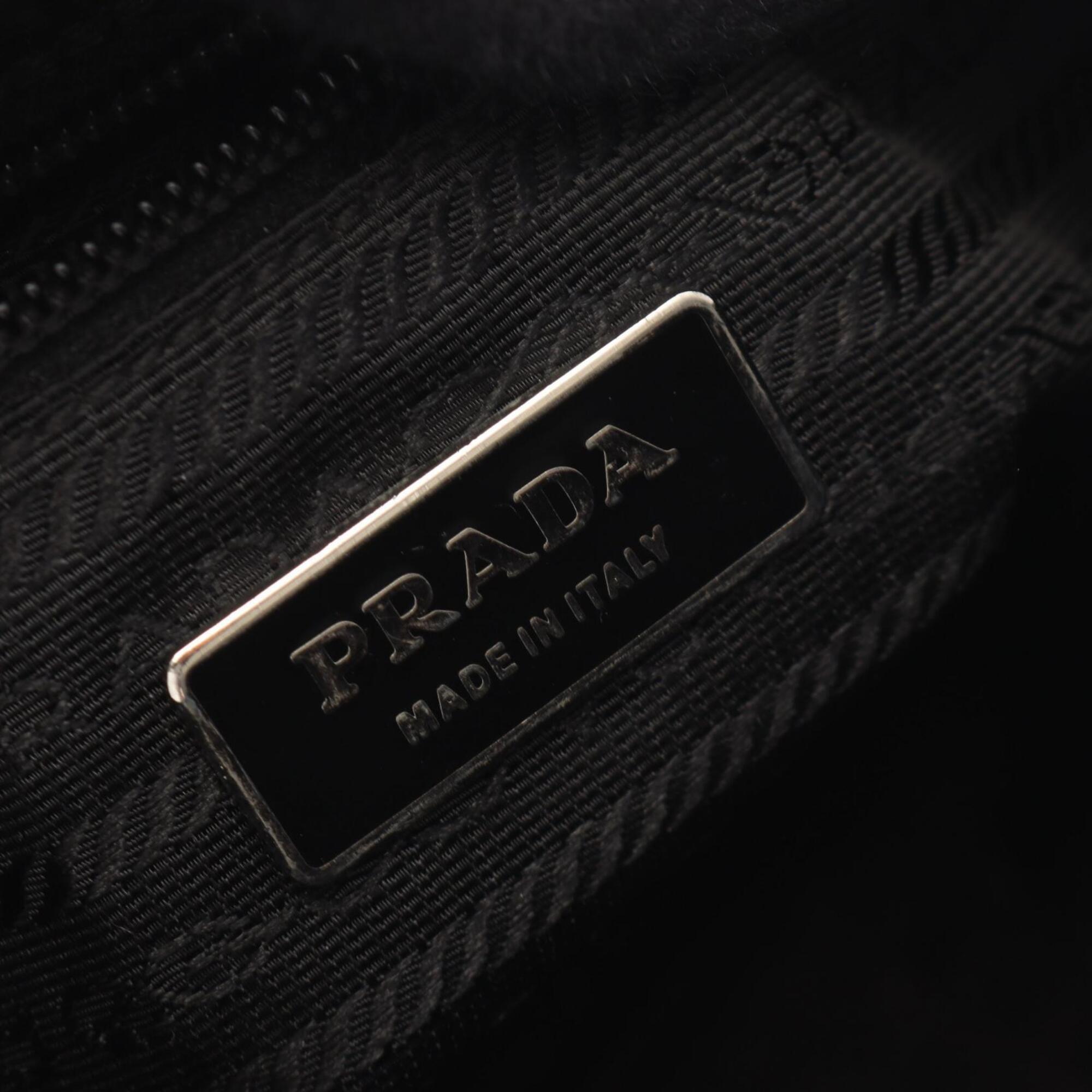 Prada Black Nylon Leather Handbag Shoulder Bag (Pre-Owned)