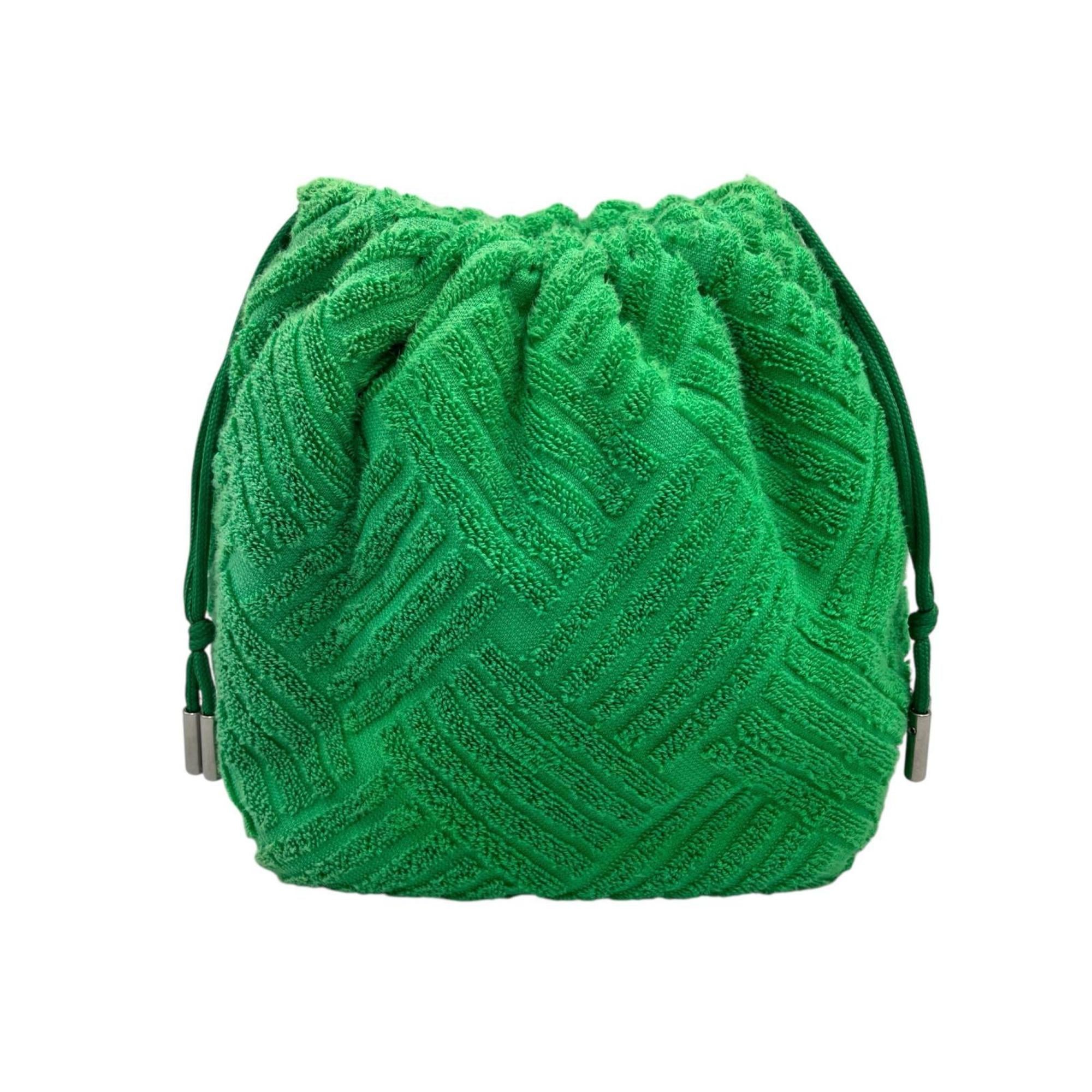 Bottega Veneta Green Pile Fabric Beach Bag Pouch (Pre-Owned)