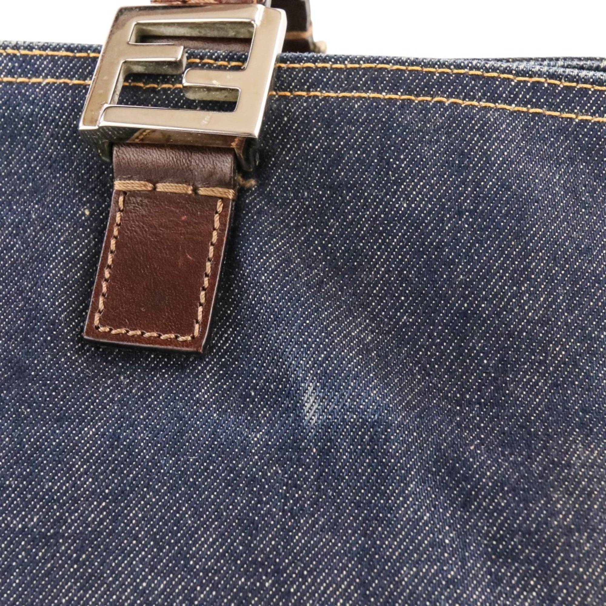 Fendi Navy Denim Leather Handbag (Pre-Owned)