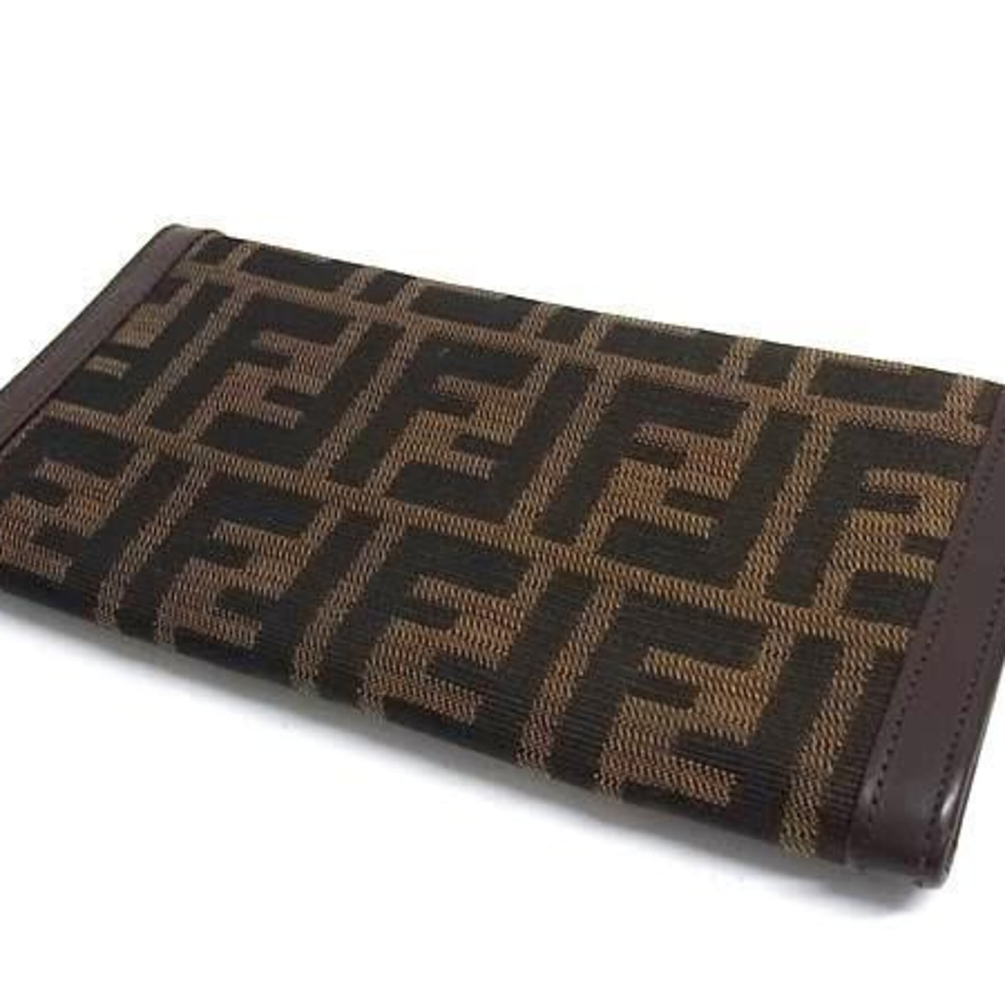 Fendi Brown Canvas Leather Long Wallet (Bi-Fold) (Pre-Owned)