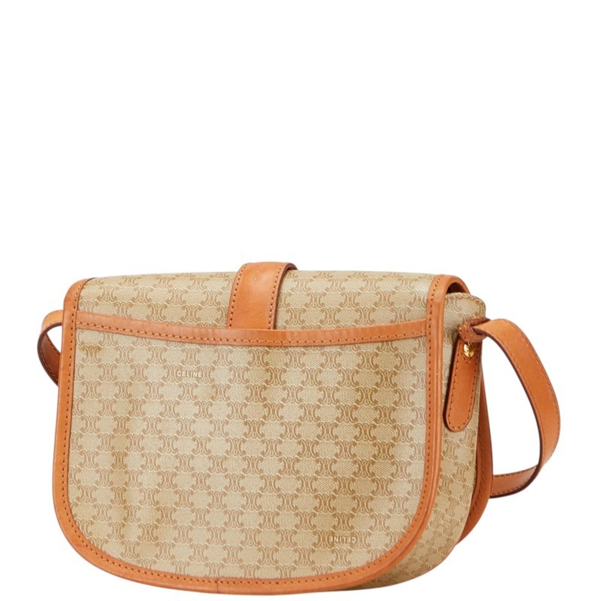 Celine Macadam Beige Brown Pvc Leather Shoulder Bag (Pre-Owned)