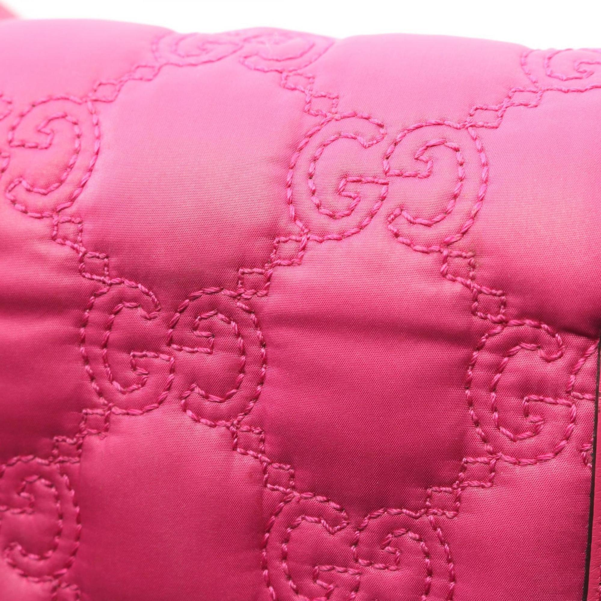 Gucci Pink Nylon Leather Shoulder Bag (Pre-Owned)