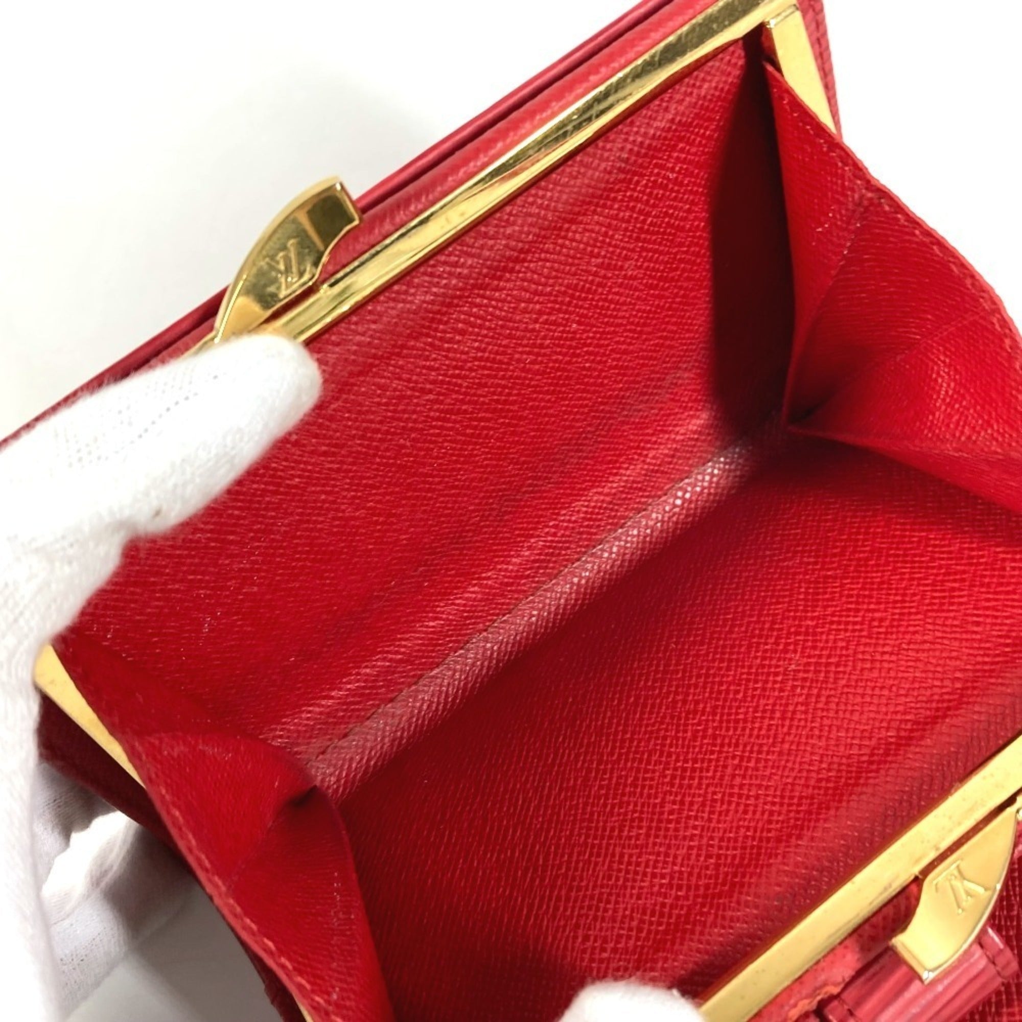 Louis Vuitton Epi Red Color Rouge Epi Leather Wallet (Bi-Fold) (Pre-Owned)