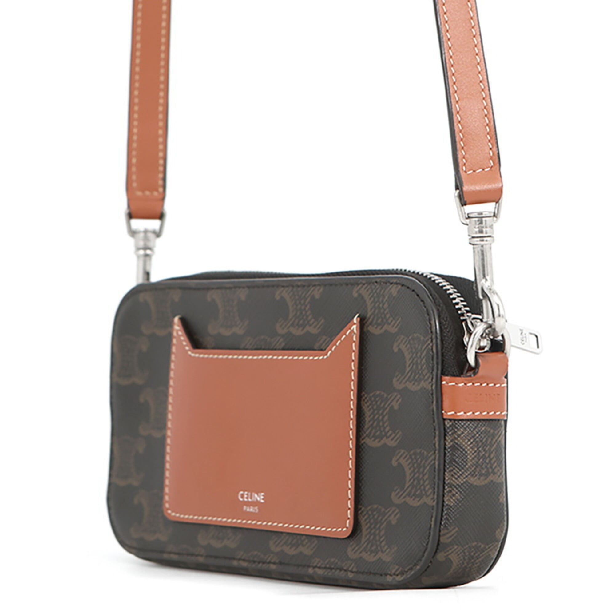 Celine Brown Dark Brown Pvc Leather Handbag Pouch Shoulder Bag (Pre-Owned)