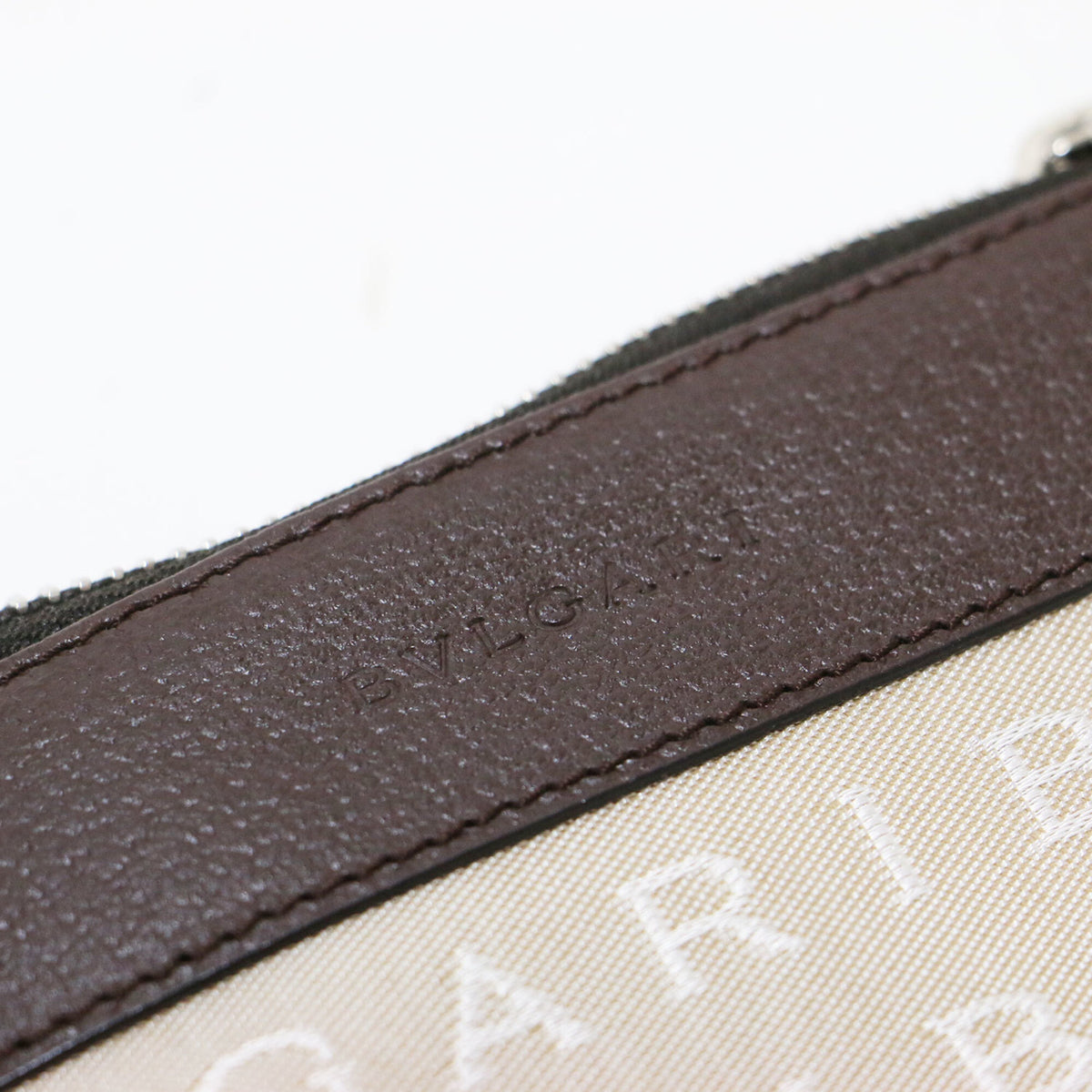 Bvlgari Beige Brown Canvas Leather Pochette Shoulder Bag (Pre-Owned)