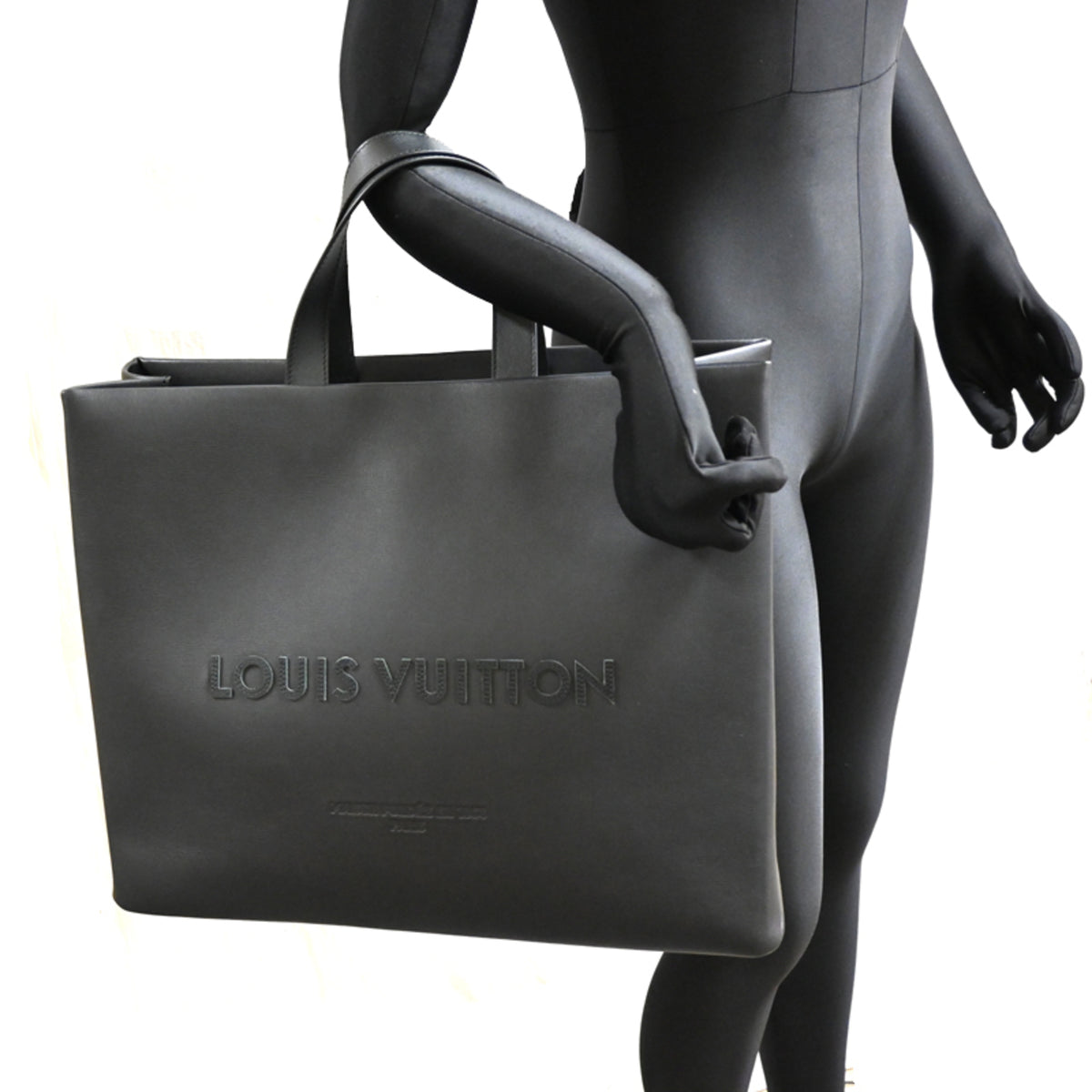 Louis Vuitton Black Leather Tote Bag (Pre-Owned)