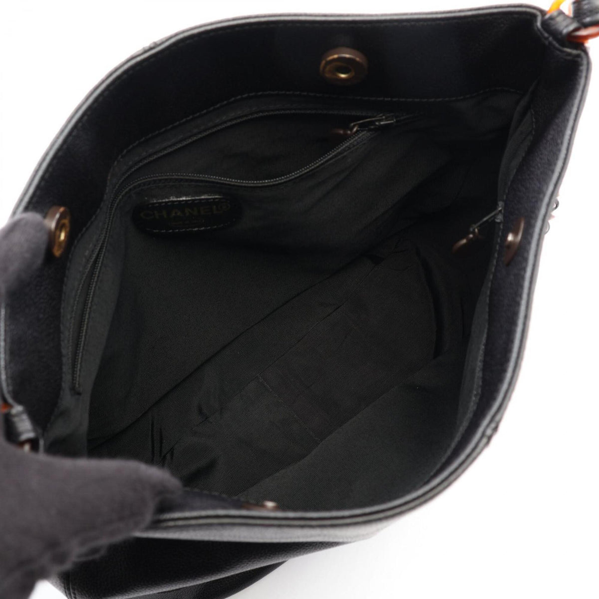 Chanel Black Grained Calfskin Handbag Shoulder Bag (Pre-Owned)