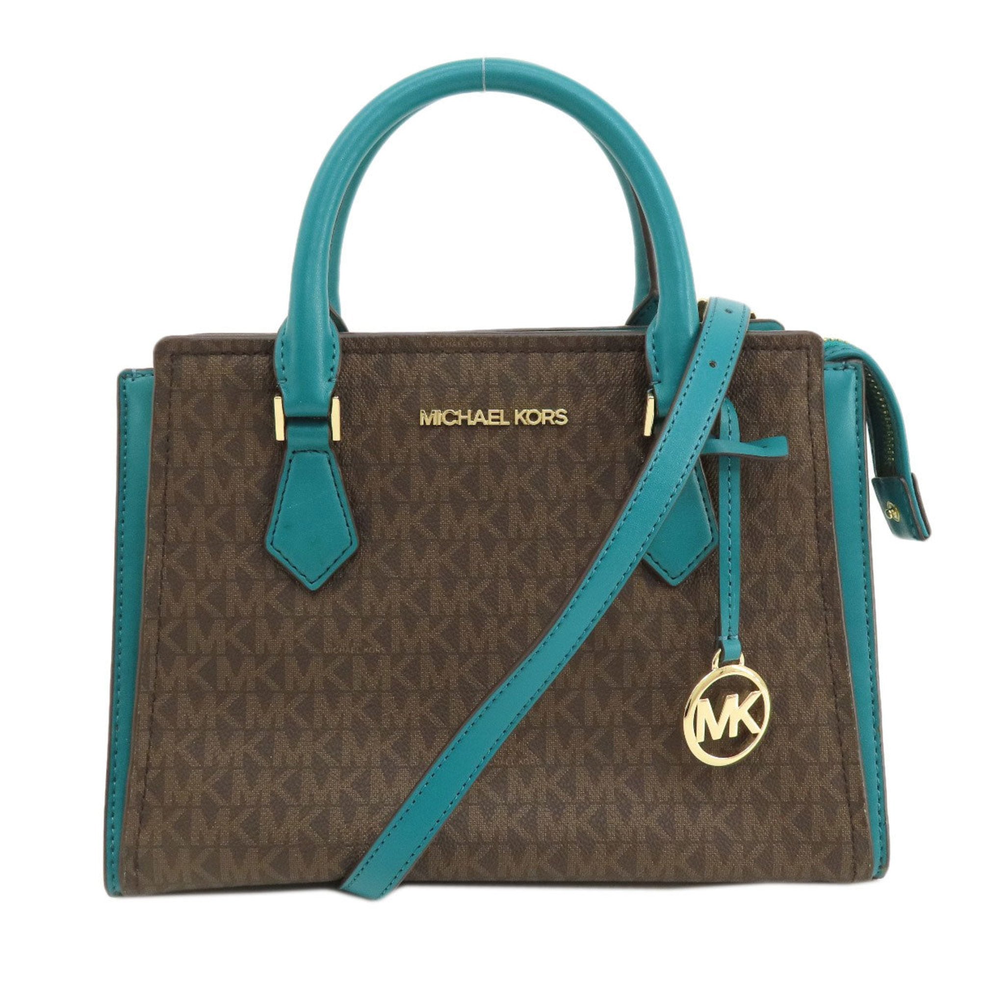 Michael Kors Brown Leather Coated Canvas Handbag (Pre-Owned)