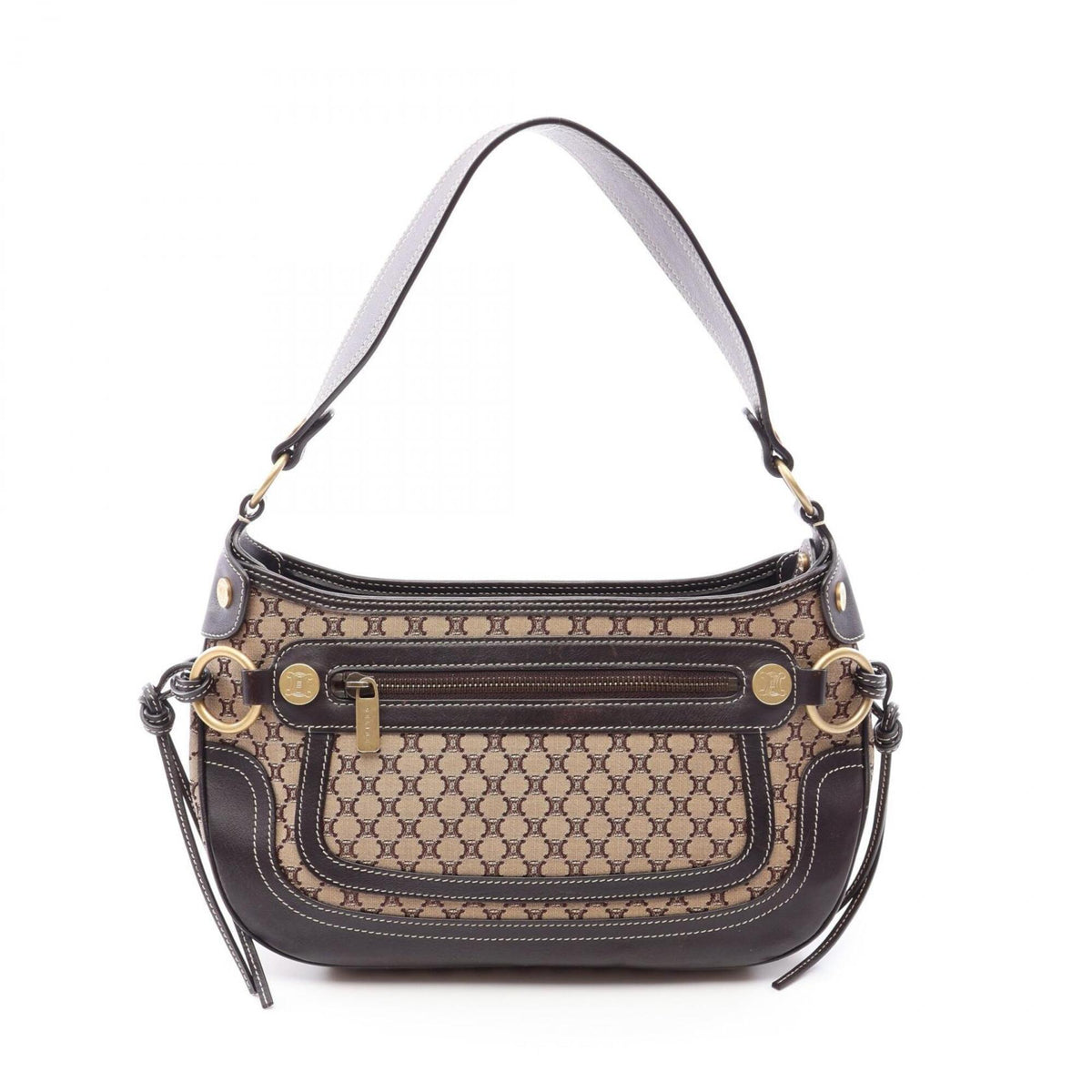 Celine Beige Brown Canvas Leather Handbag Shoulder Bag (Pre-Owned)