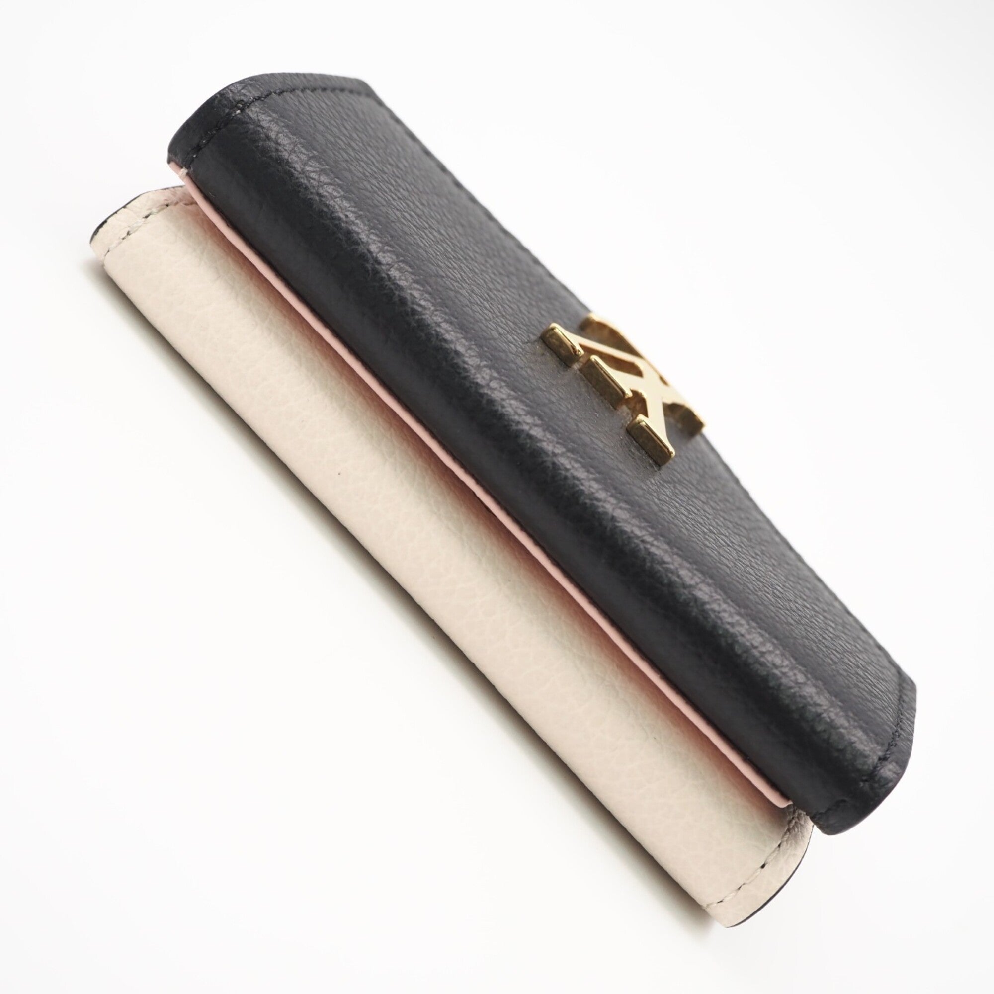 Louis Vuitton Beige Black Pink Leather Wallet (Tri-Fold) (Pre-Owned)