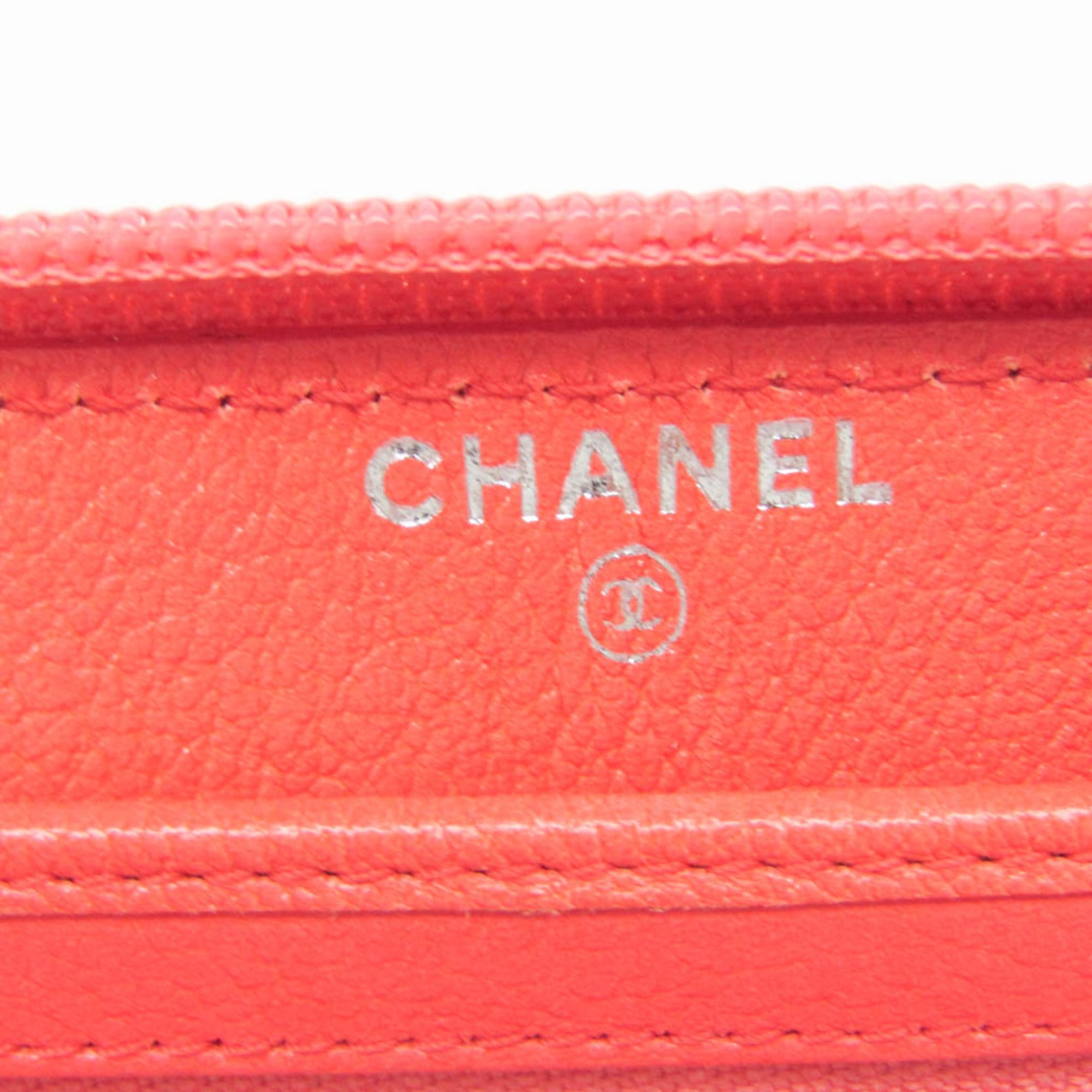 Chanel Camellia Zip Around Organizer Leather Pink Leather Wallets Accessory (Pre-Owned)