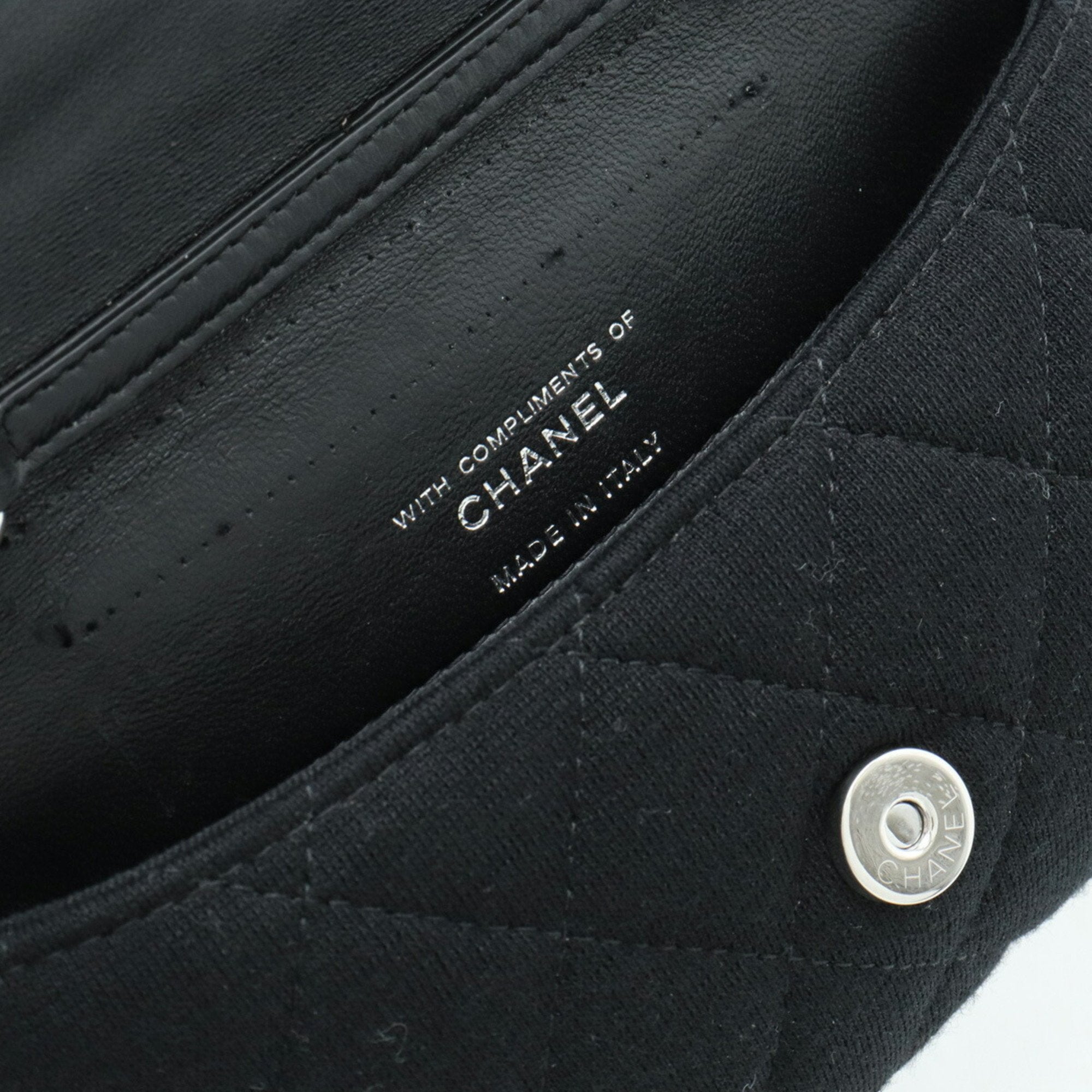 Chanel Black Gray Cotton Nylon Shoulder Bag (Pre-Owned)